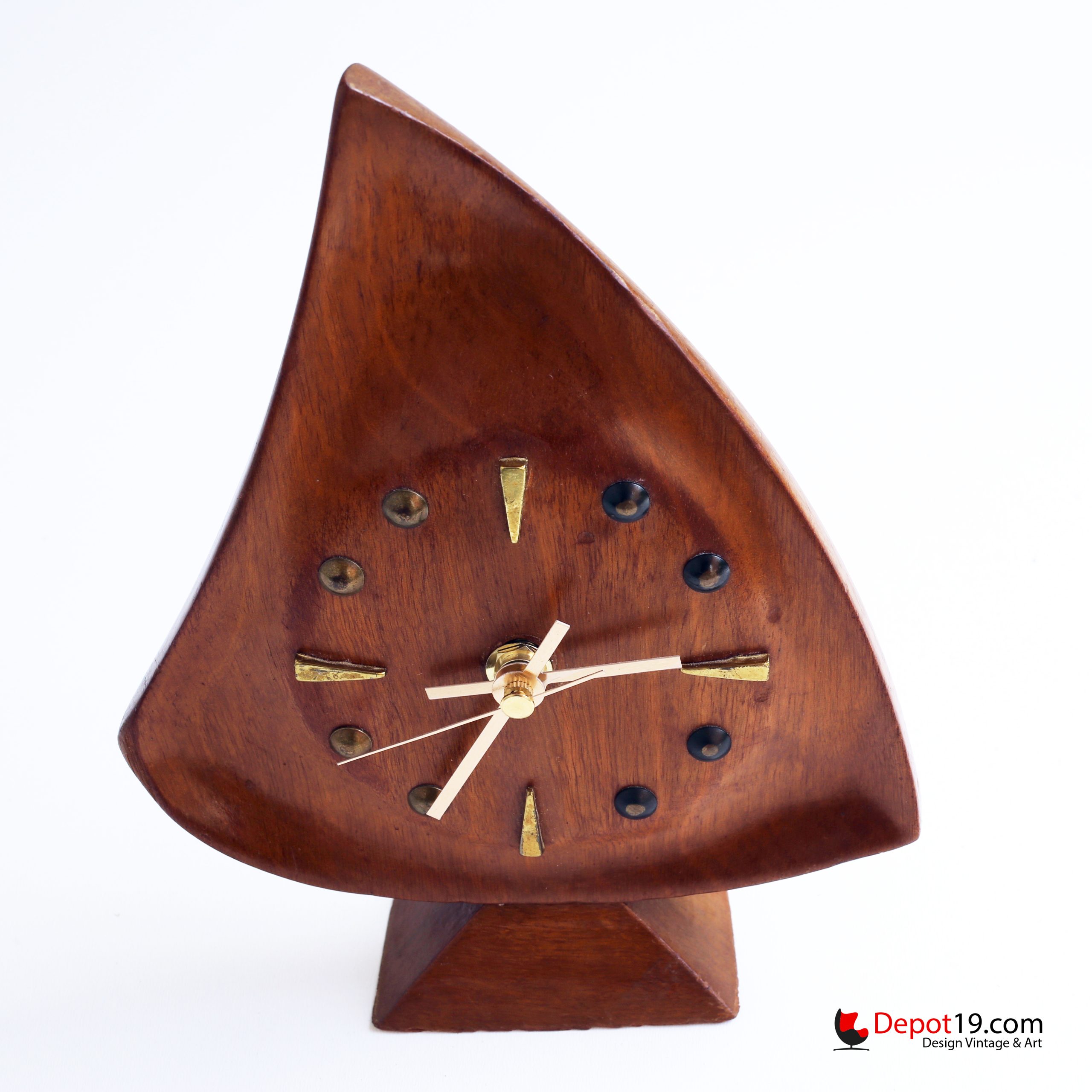 Teak klok vis vorm MCM 50er jaren - Afbeelding 3