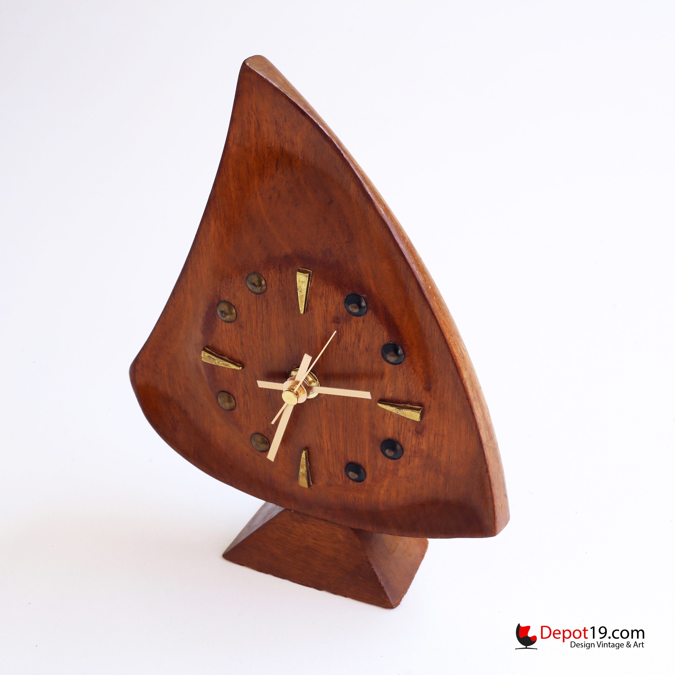 Teak klok vis vorm MCM 50er jaren