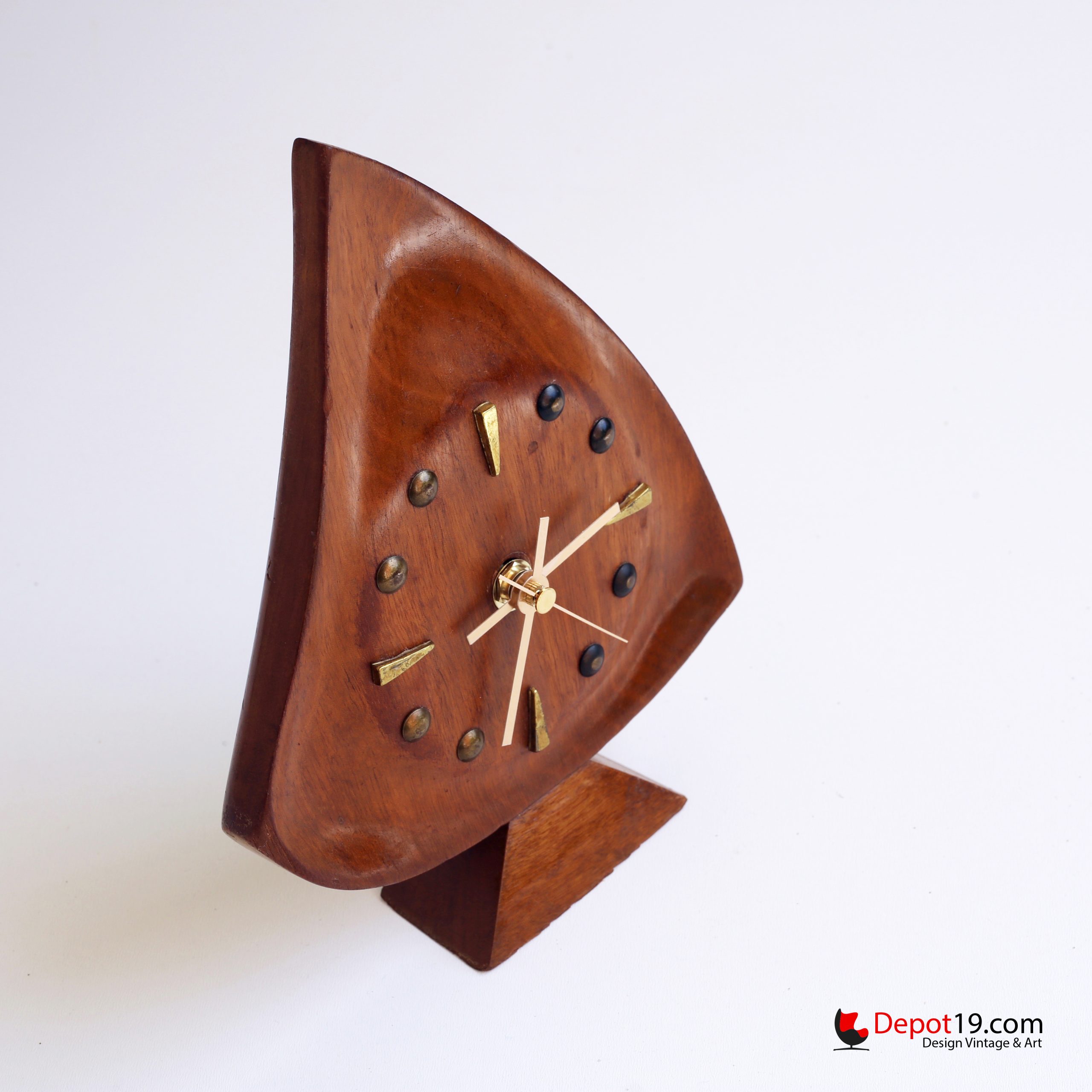 Teak klok vis vorm MCM 50er jaren - Afbeelding 2