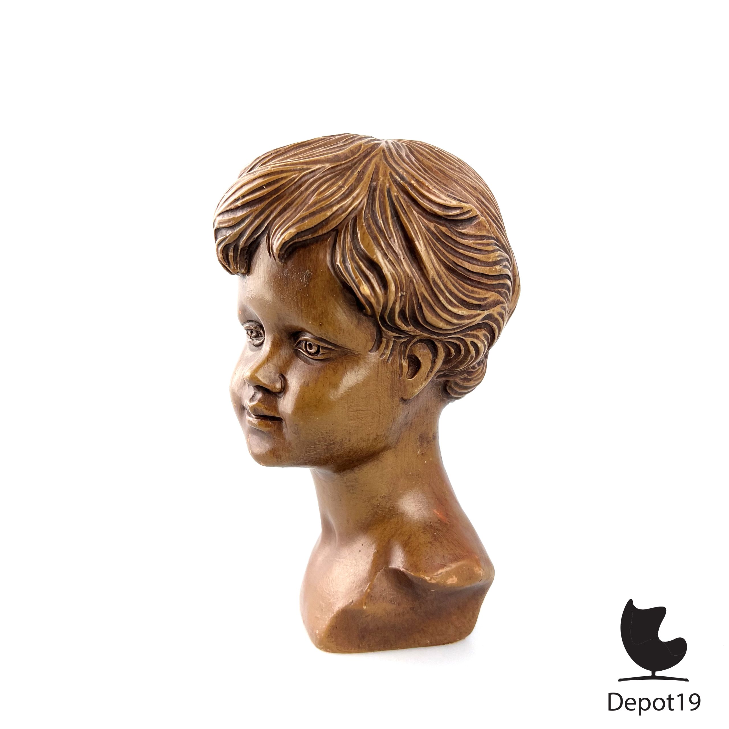 Sculptuur Anton Perree AP228 art nouveau kinderbuste Paridur jaren 30 - Afbeelding 3