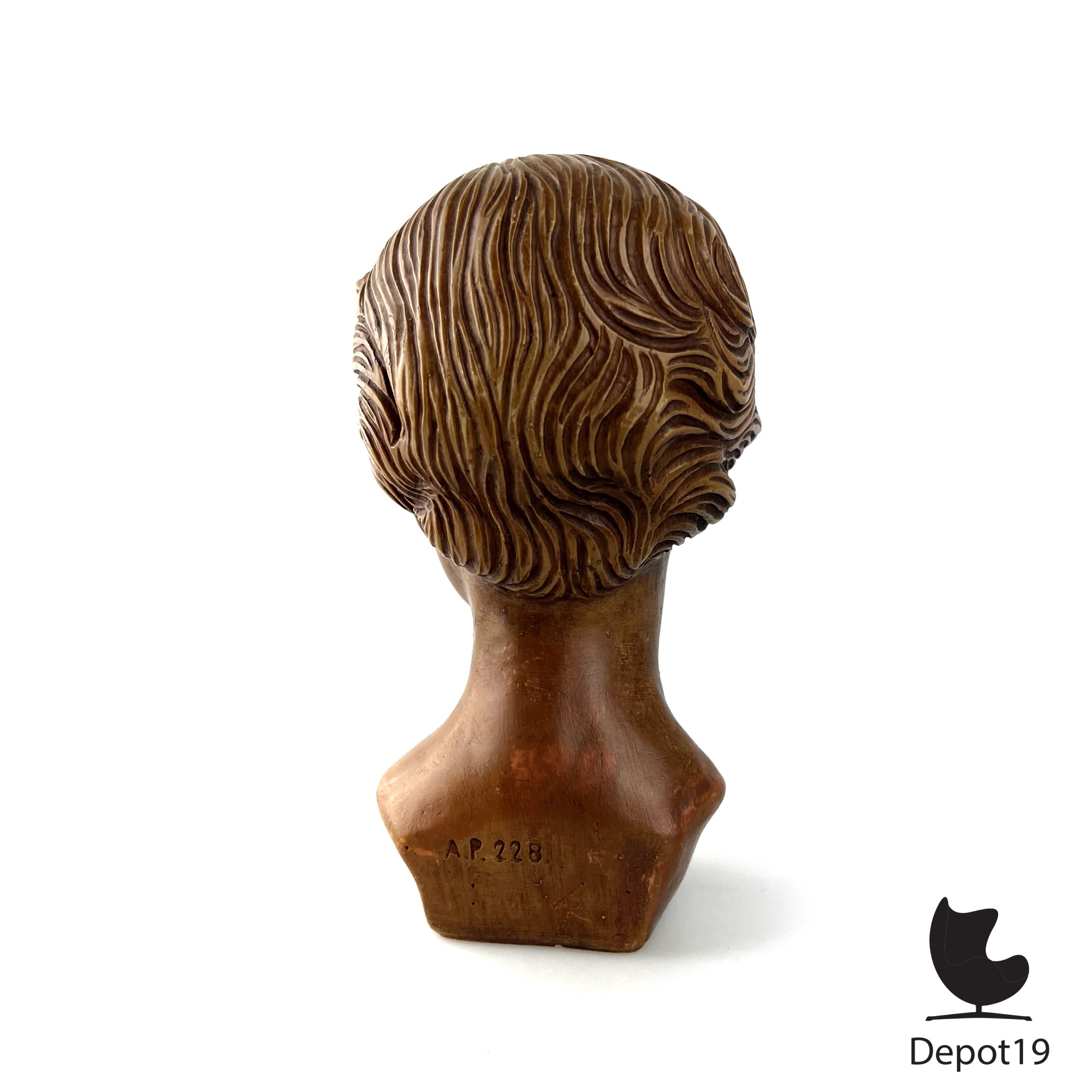 Sculptuur Anton Perree AP228 art nouveau kinderbuste Paridur jaren 30 - Afbeelding 5