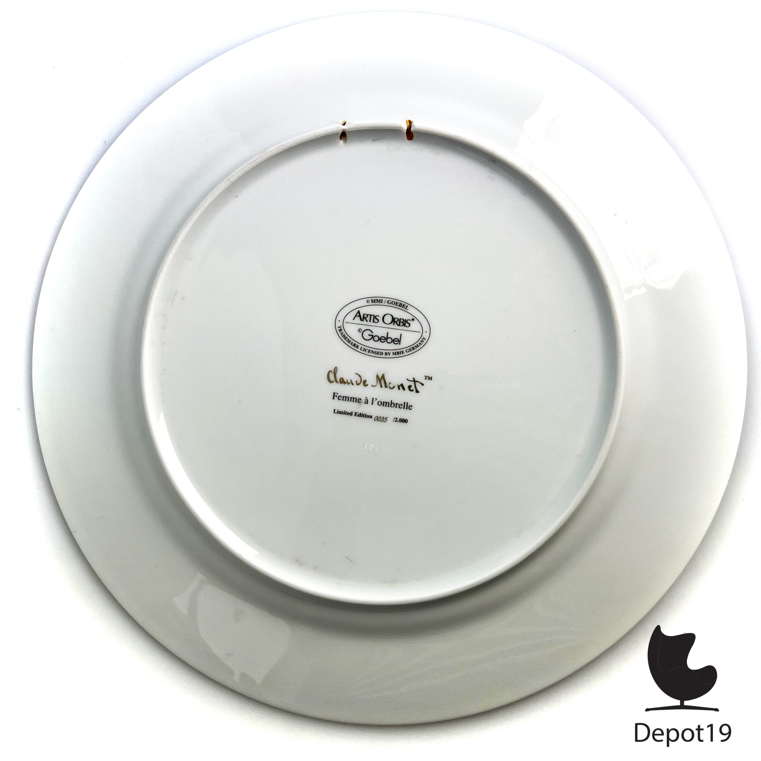 Goebel Bord Claude Monet Femme A l ombrelle nummer 35 keramiek - Afbeelding 5