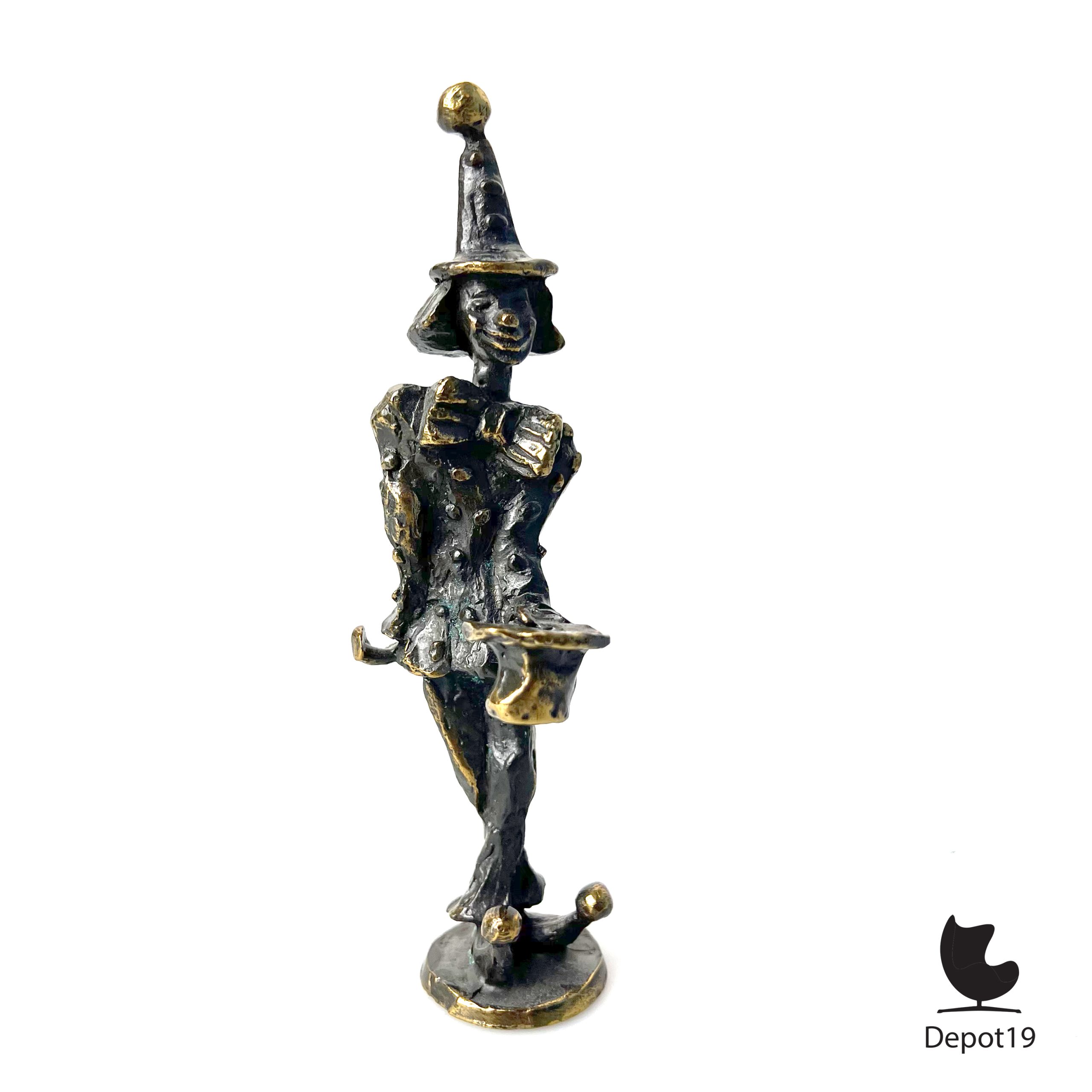 Beeld brons Corry Ammerlaan Artihove clown twee hoeden 1990s - Afbeelding 3