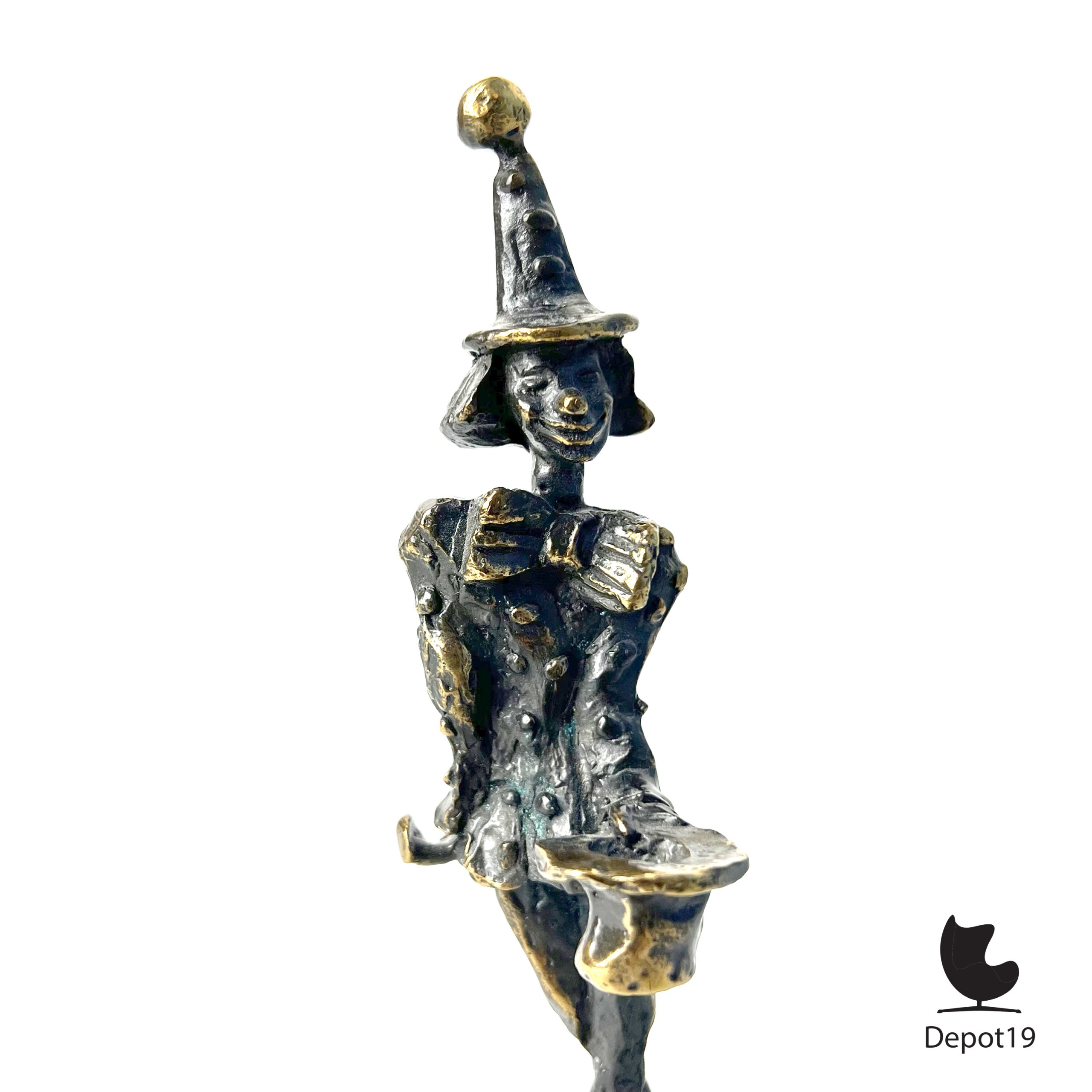 Beeld brons Corry Ammerlaan Artihove clown twee hoeden 1990s - Afbeelding 2