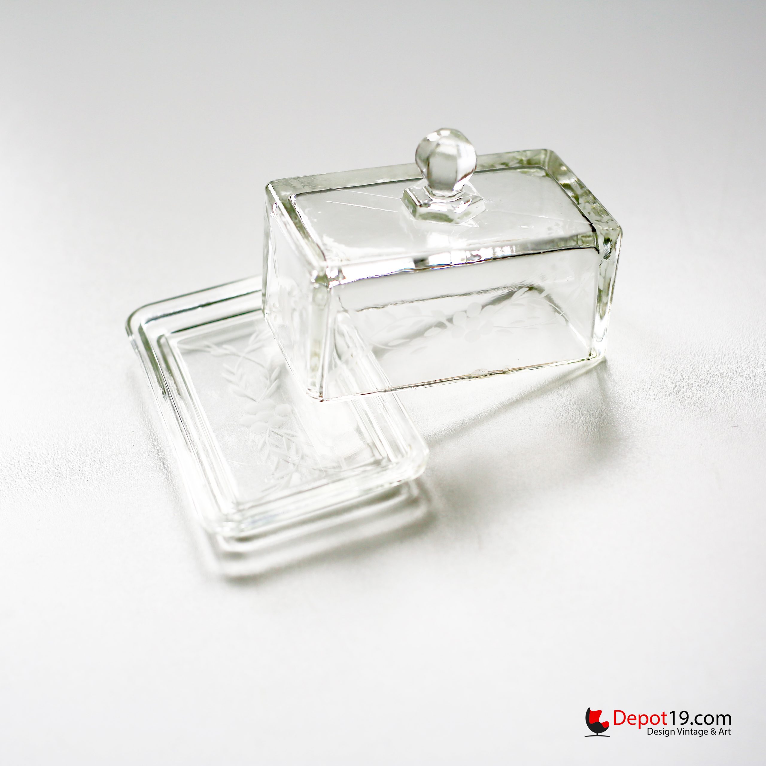 Art Deco Glazen botervloot 1930s Persglas Andries Copier stijl - Afbeelding 2