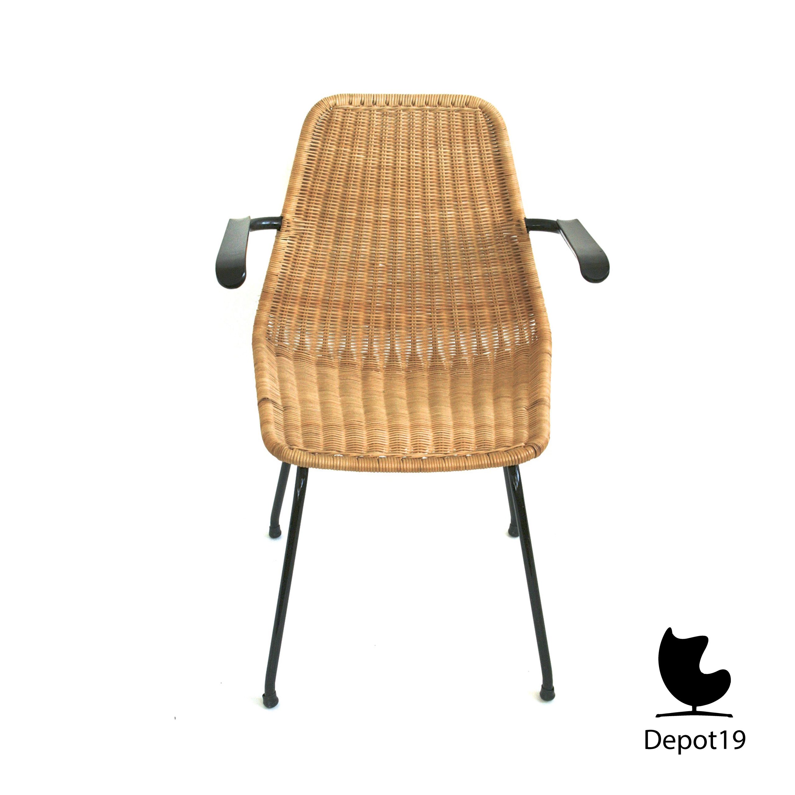 Gebroeders Jonkers rotan armstoel Dirk van Sliedregt 1950s - Afbeelding 2