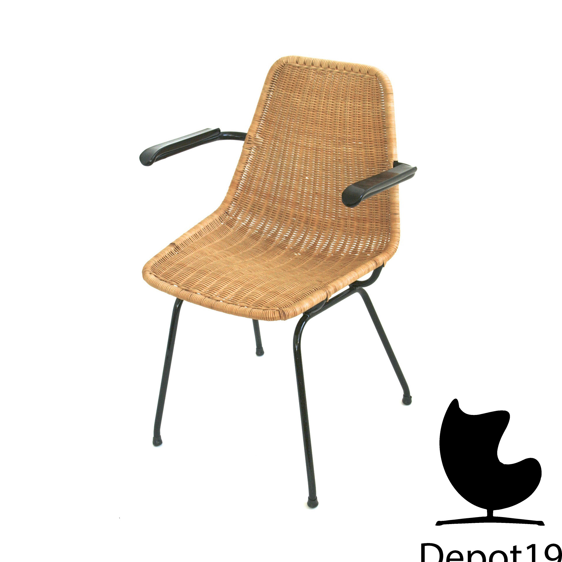 Gebroeders Jonkers rotan armstoel Dirk van Sliedregt 1950s - Afbeelding 4