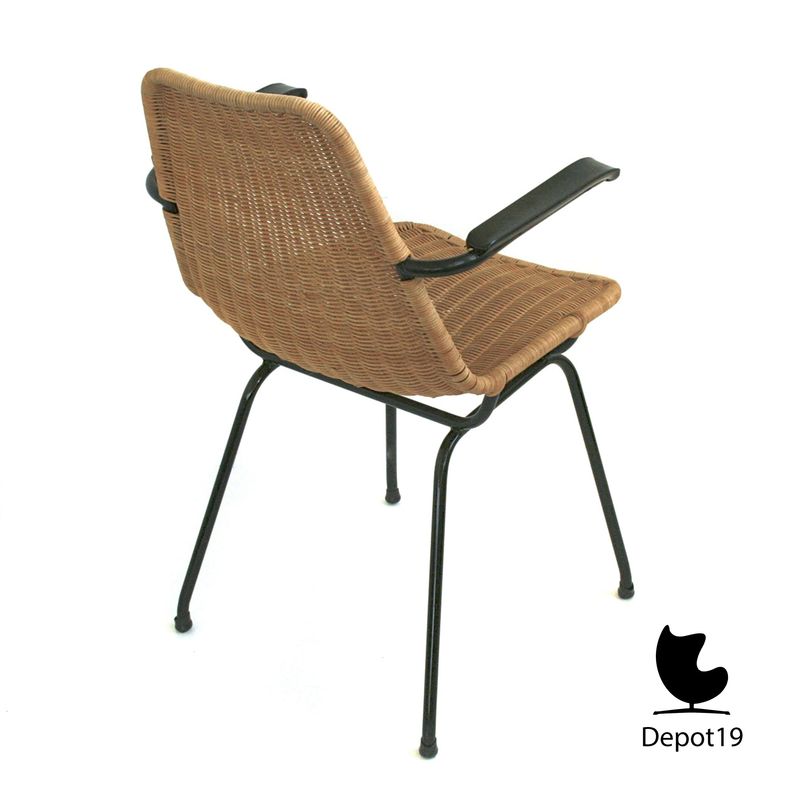 Gebroeders Jonkers rotan armstoel Dirk van Sliedregt 1950s - Afbeelding 3