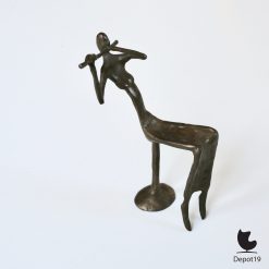 Alternative view of Henry Moore stijl Sculptuur De fluitspeler brons muzikant