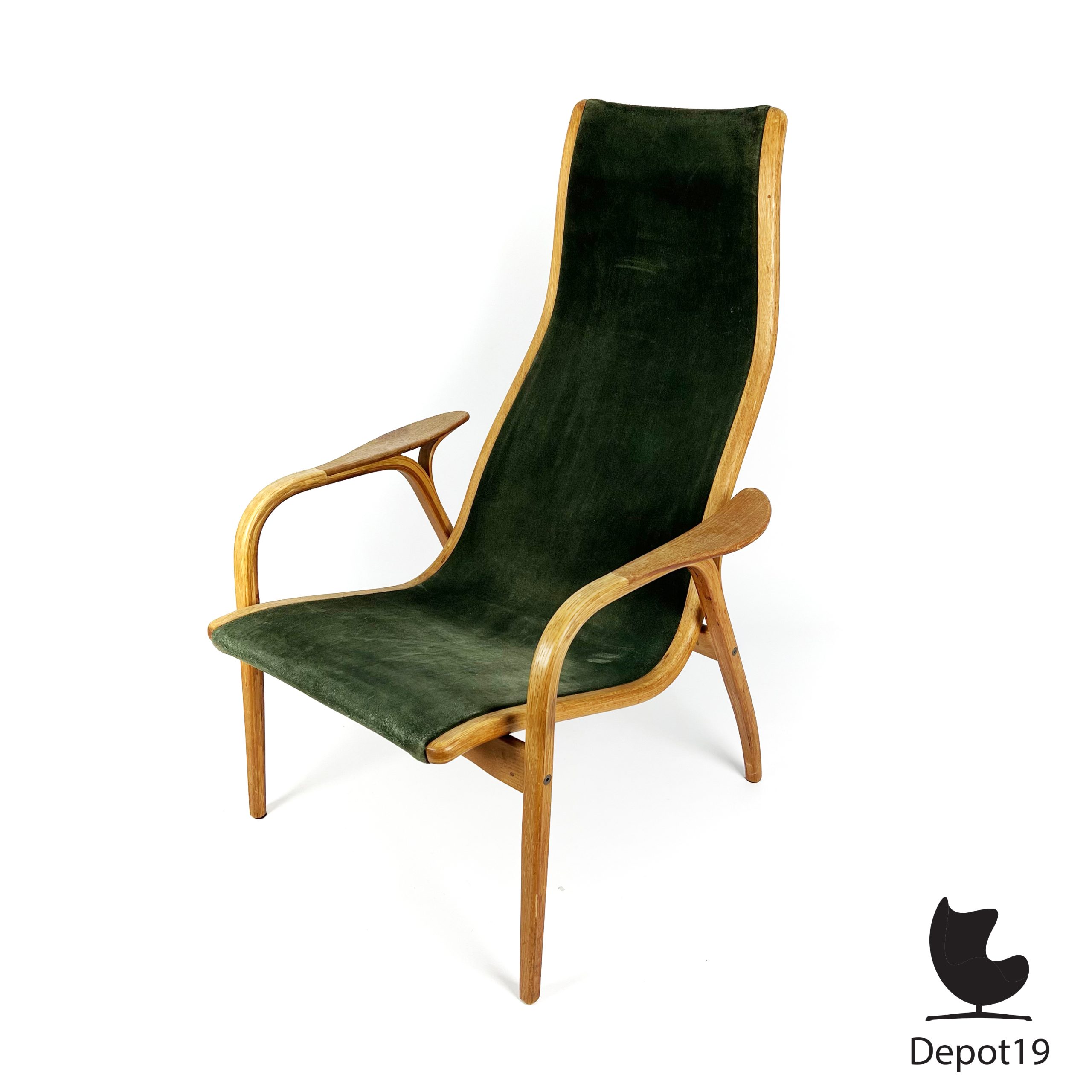 Yngve Ekström Swedese Lamino fauteuil groen 1950s