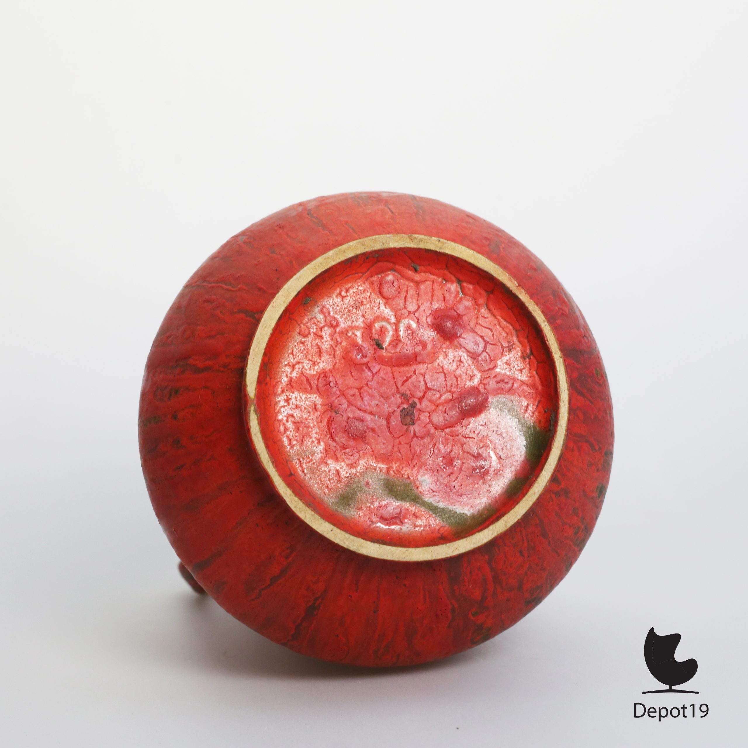 Kurt Tschorner Ruscha 320 vaas groot vulkano vat lava keramiek - Afbeelding 4