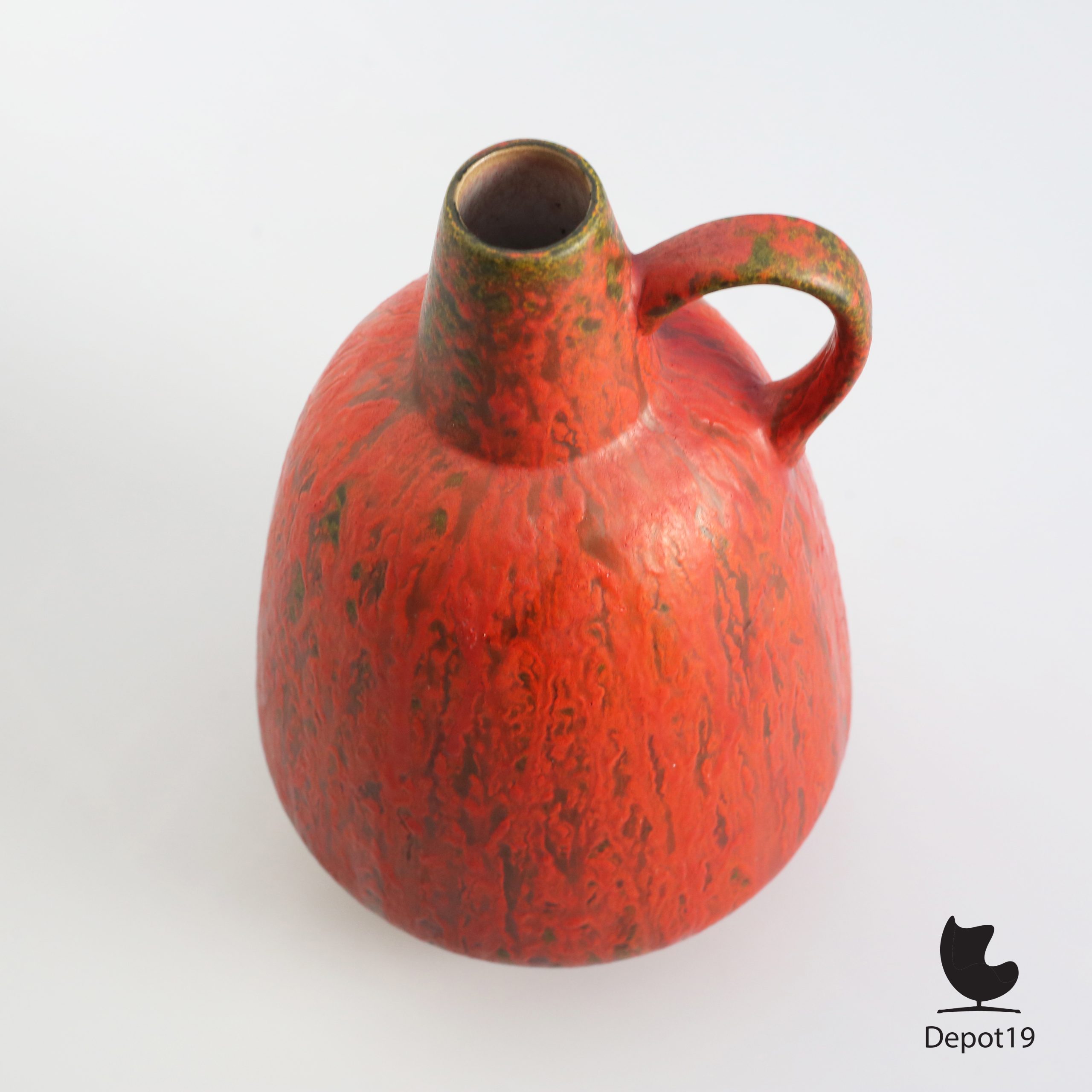 Kurt Tschorner Ruscha 320 vaas groot vulkano vat lava keramiek - Afbeelding 5