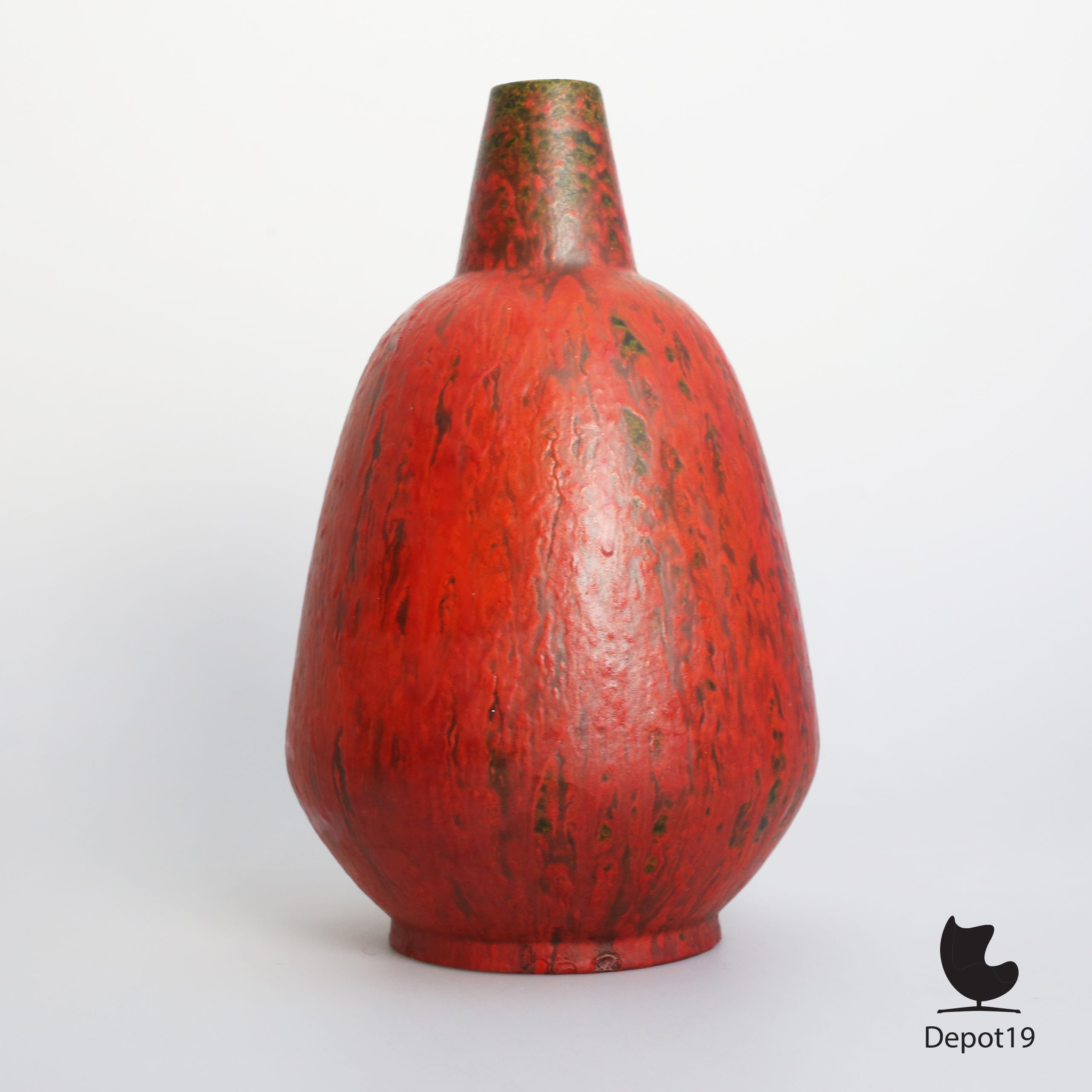 Kurt Tschorner Ruscha 320 vaas groot vulkano vat lava keramiek - Afbeelding 3