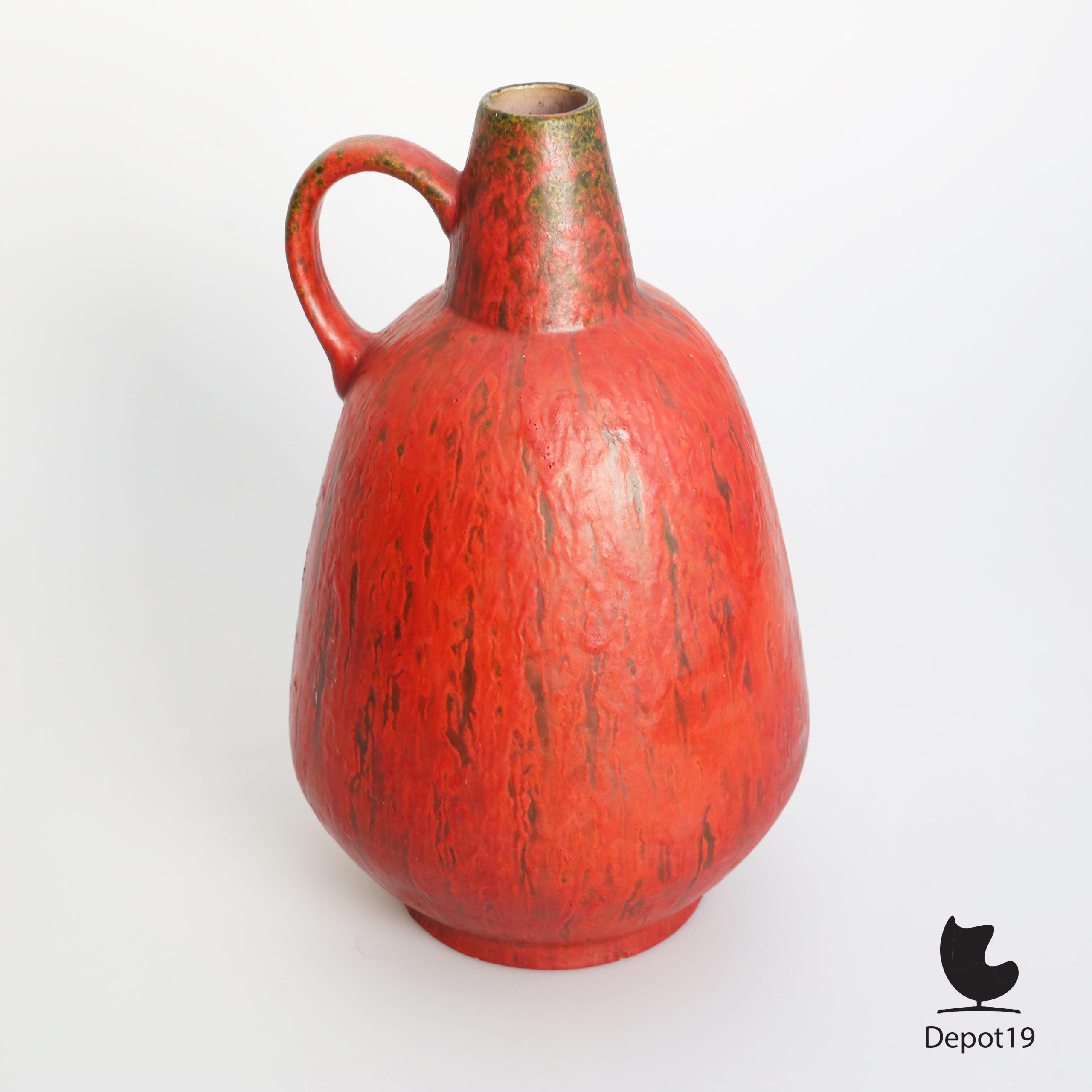 Kurt Tschorner Ruscha 320 vaas groot vulkano vat lava keramiek - Afbeelding 6