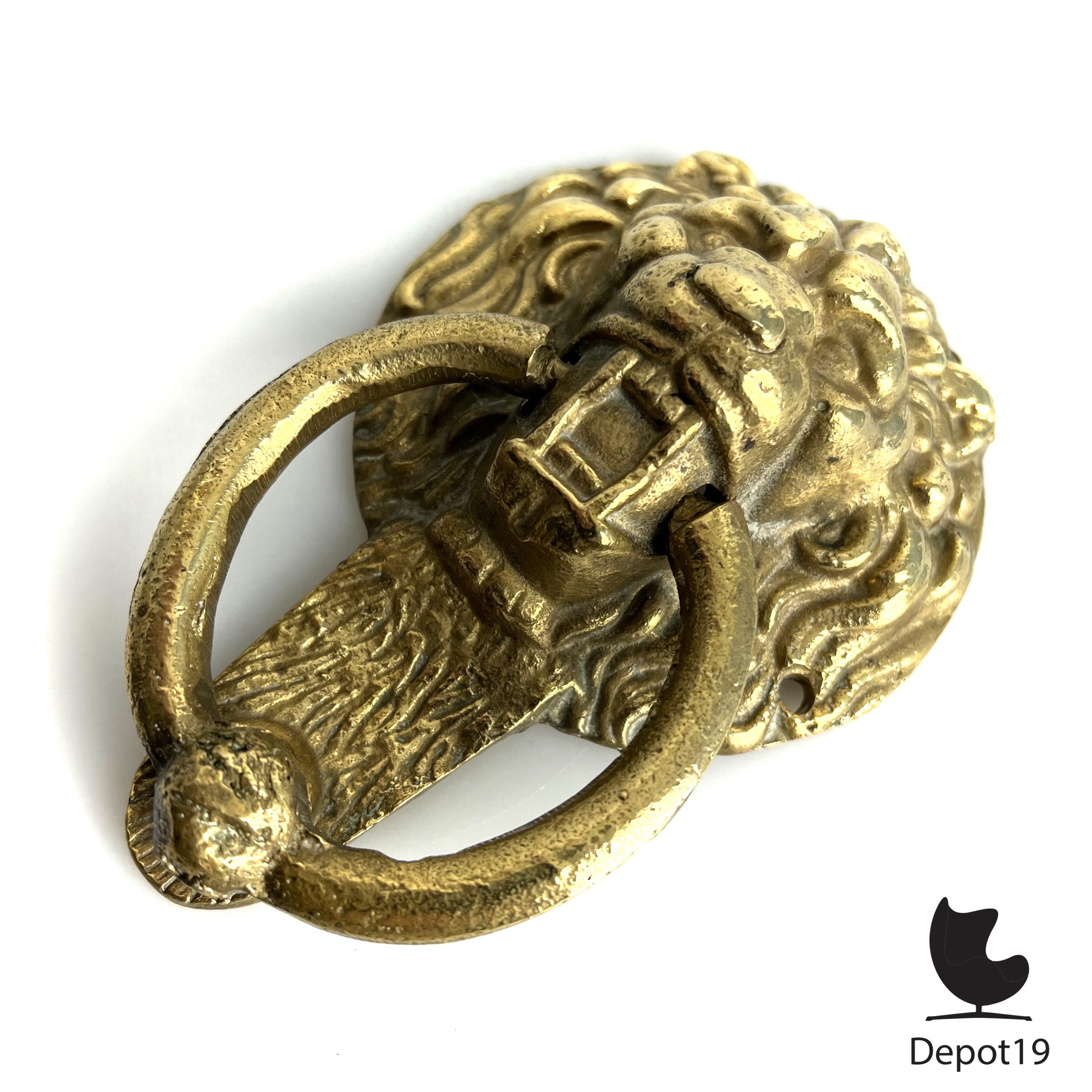 Deurklopper leeuwenkop antiek Frankrijk oud massief messing - Afbeelding 4