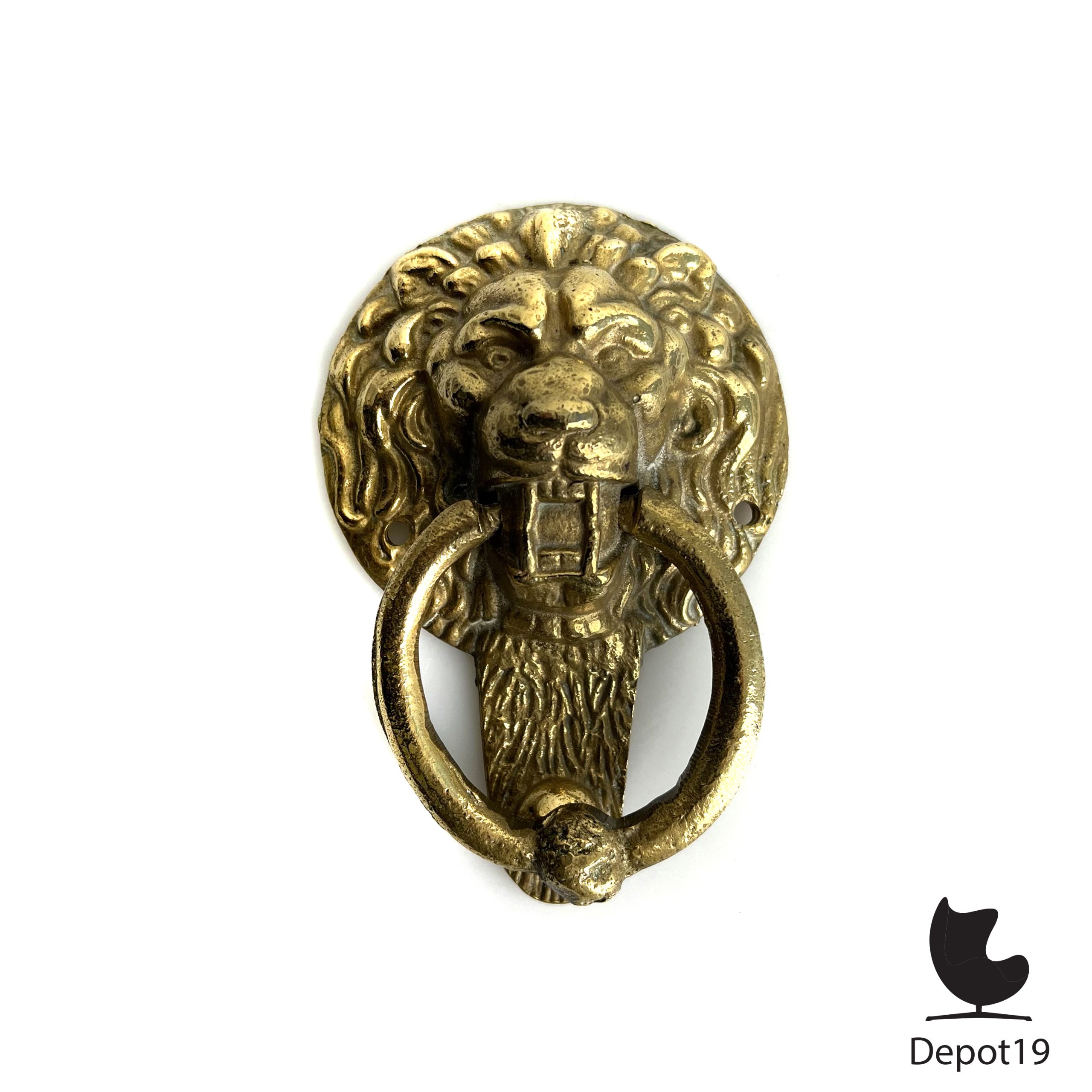 Deurklopper leeuwenkop antiek Frankrijk oud massief messing - Afbeelding 5