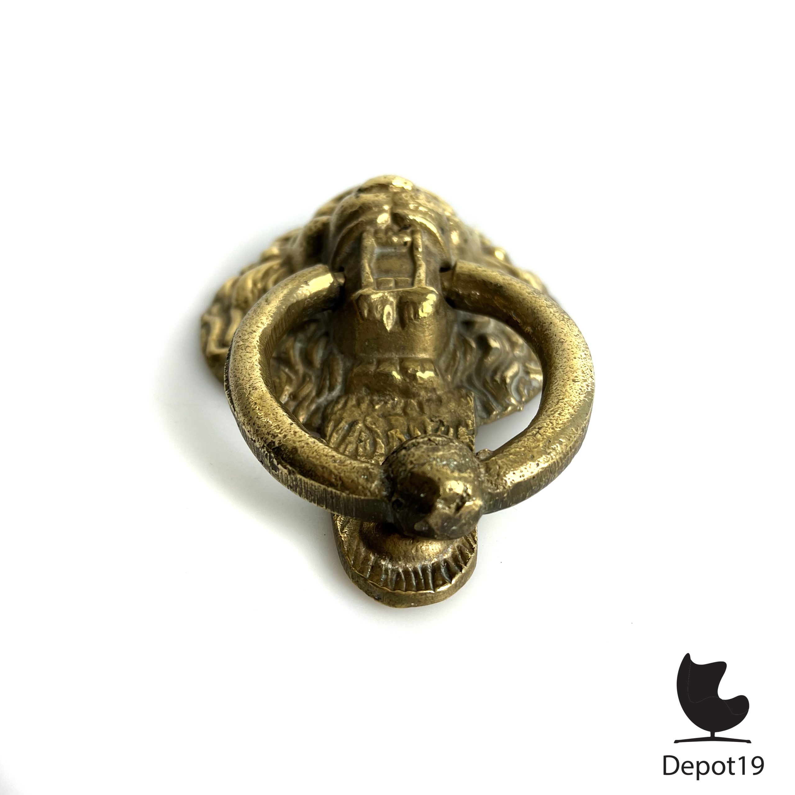 Deurklopper leeuwenkop antiek Frankrijk oud massief messing - Afbeelding 6