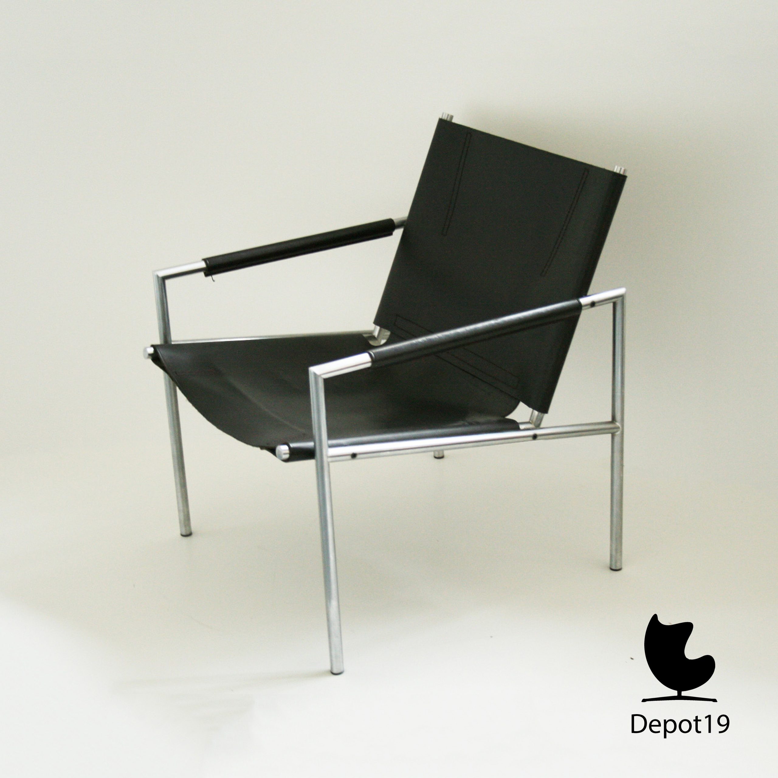 Martin Visser SZ02 Fauteuil Spectrum Dutch zwart leer - Afbeelding 3