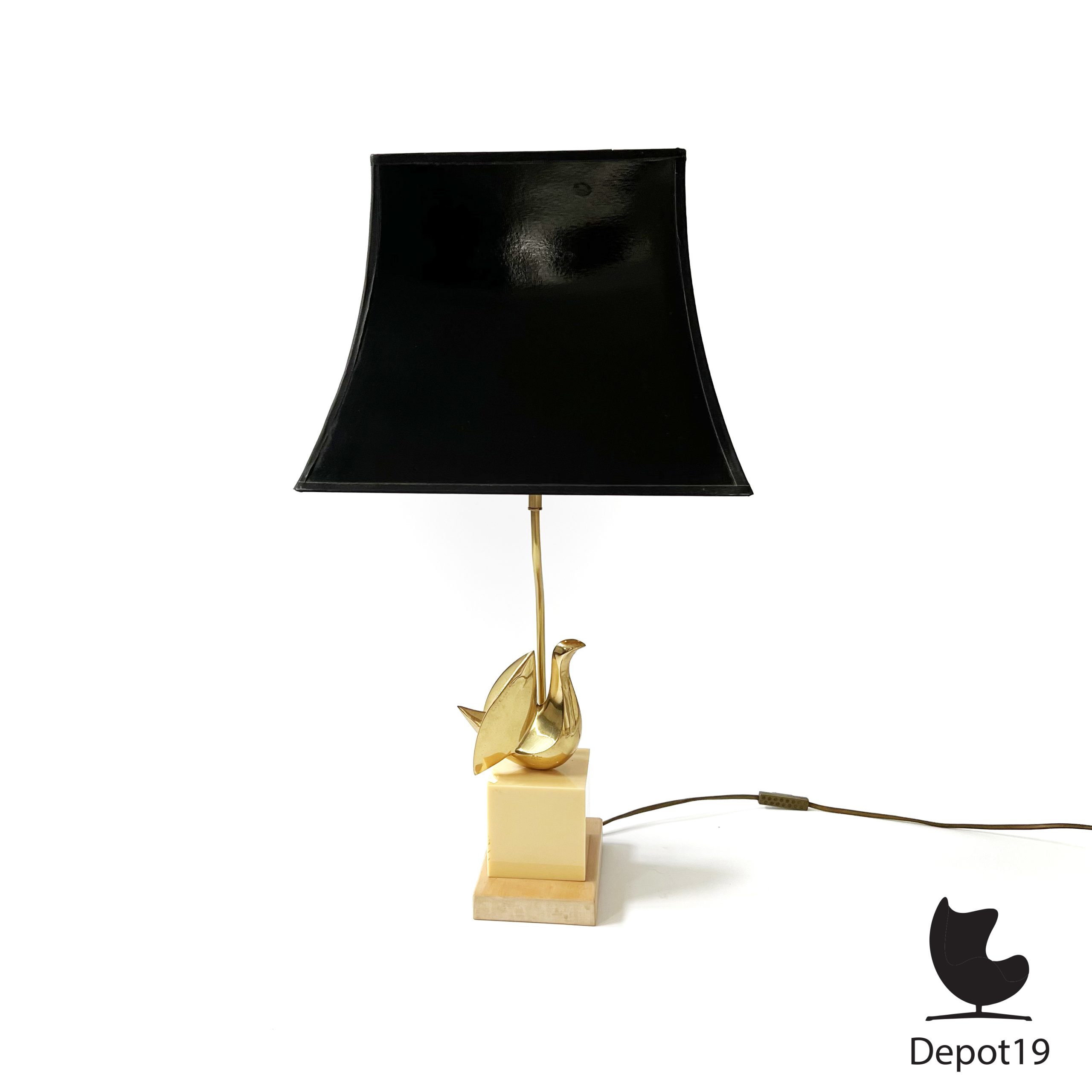 Willy Rizzo Deknudt Regency stijl bureaulamp met messing duif 1970s - Afbeelding 2