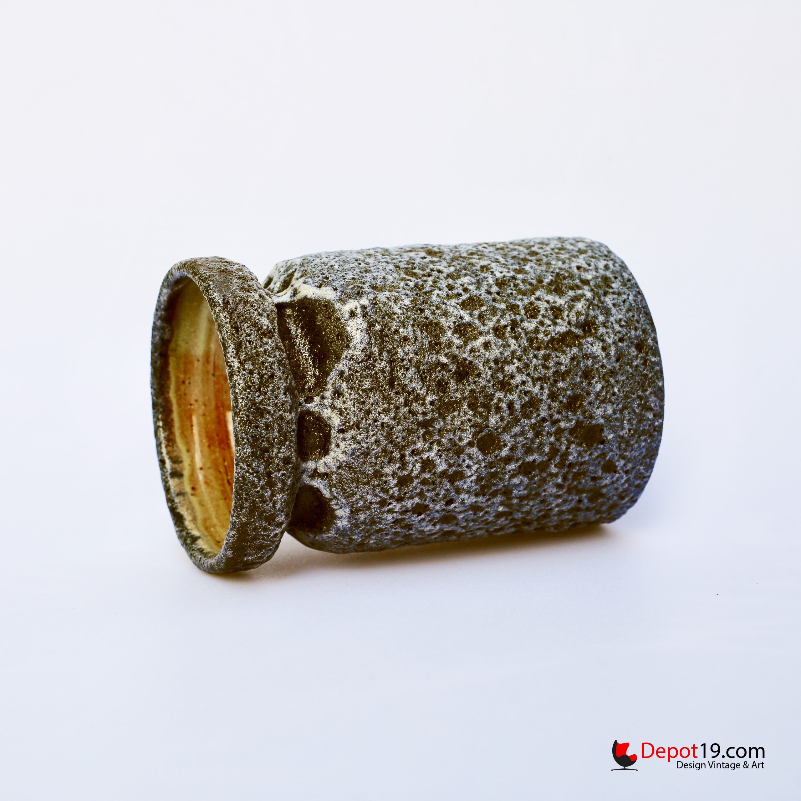 Henk Goosens Steenuil vaas keramiek Rijswijk Fat lava 1950s - Afbeelding 4