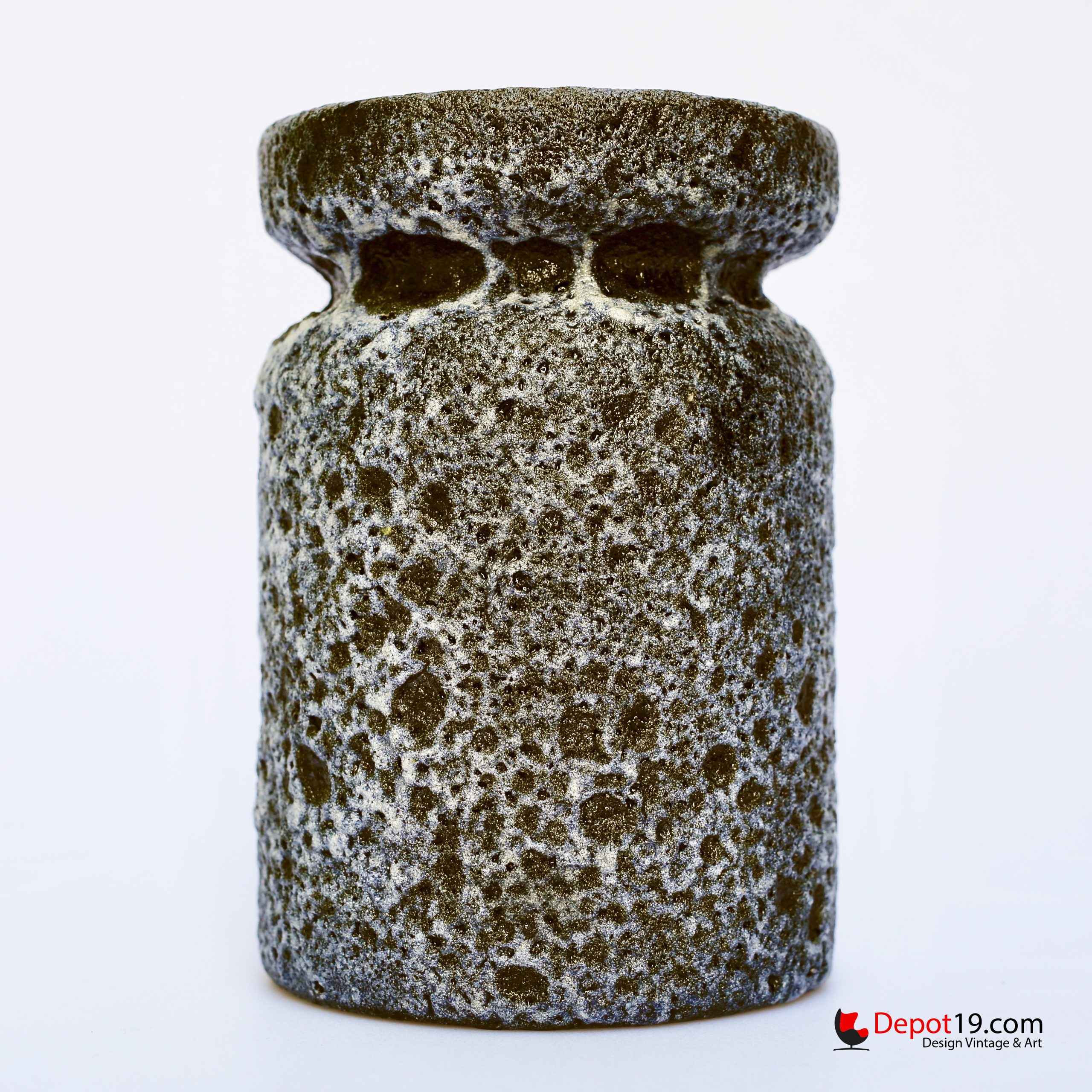 Henk Goosens Steenuil vaas keramiek Rijswijk Fat lava 1950s - Afbeelding 3