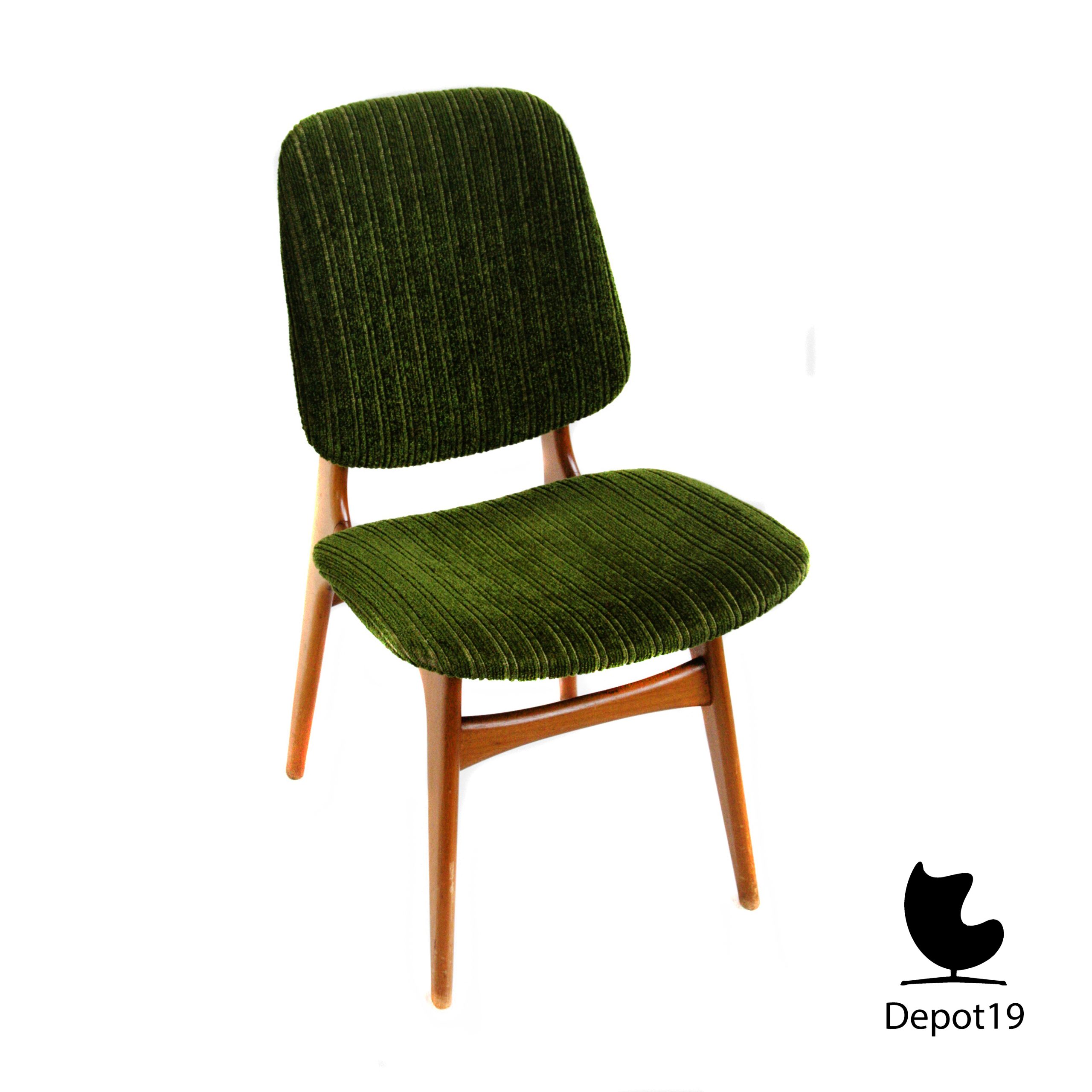 Deense stoel Arne Vodder stijl 1960s groene rib - Afbeelding 5