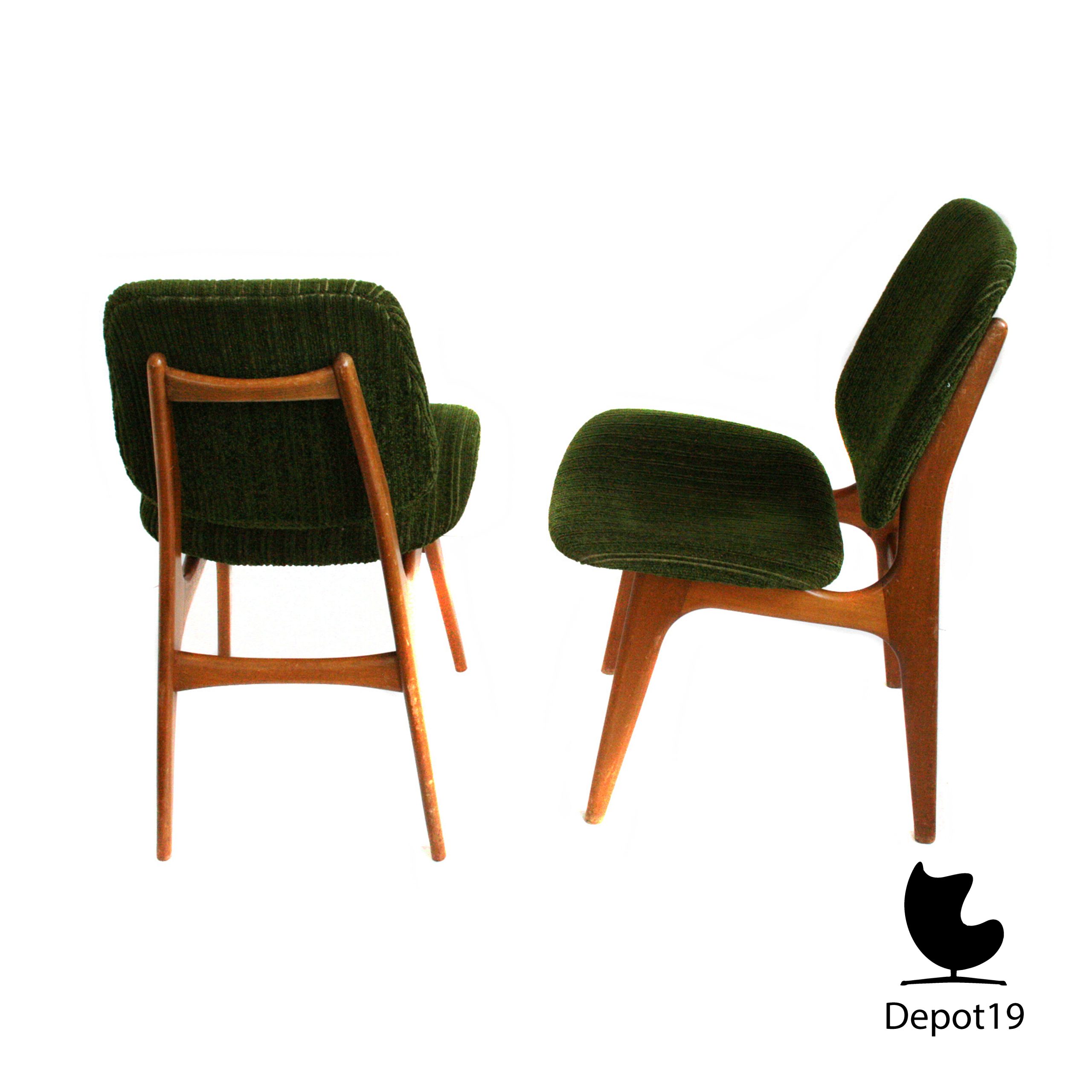 Deense stoel Arne Vodder stijl 1960s groene rib - Afbeelding 4