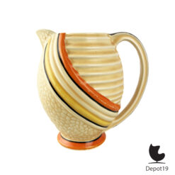 Wade_Pottery_England_Art_Deco_Ribbed_Textured_Jug_No_407__Orange_Black_Yellow_1930s wit