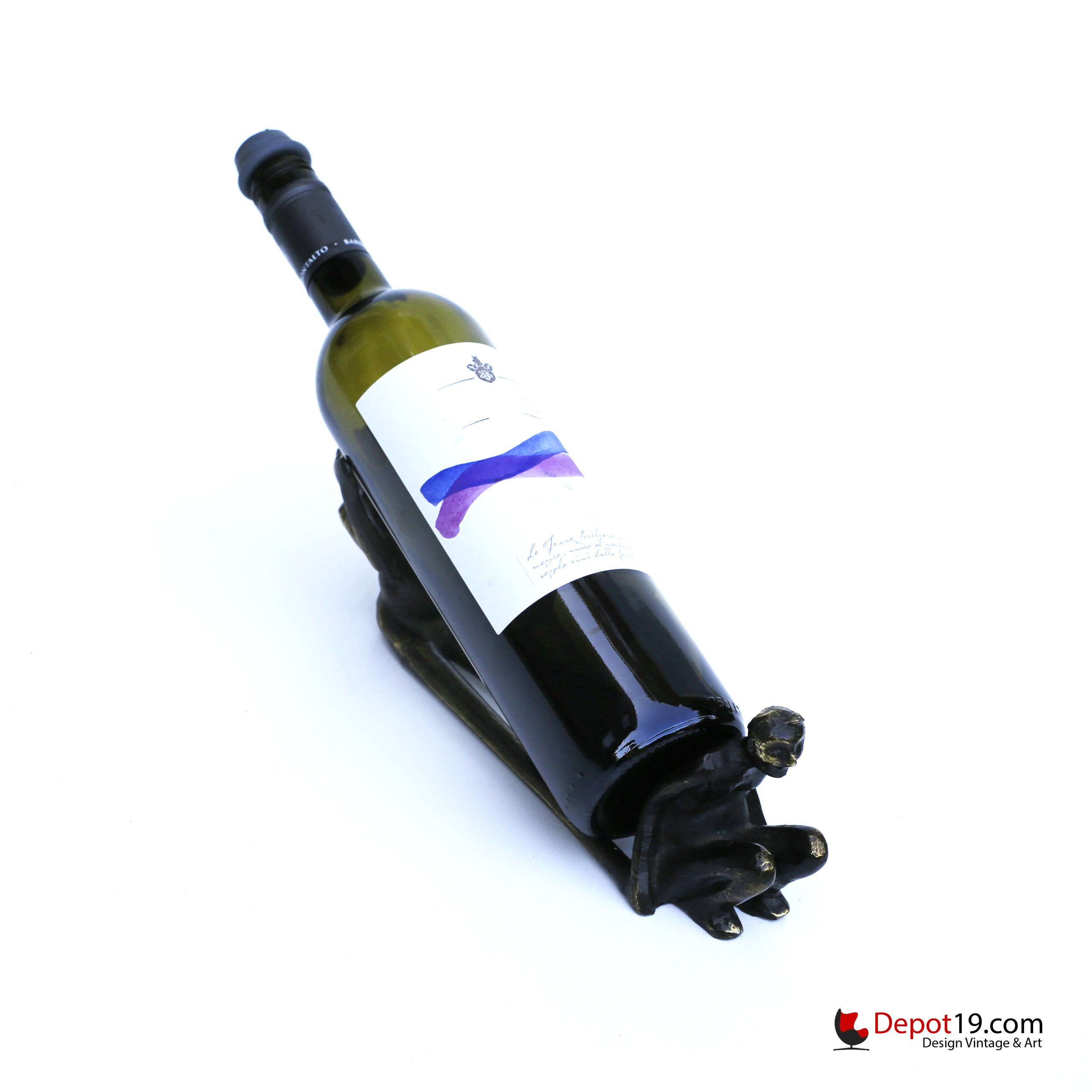 Bronzen sculptuur Corry Ammerlaan Artihove wijnflessenhouder 80s - Afbeelding 4