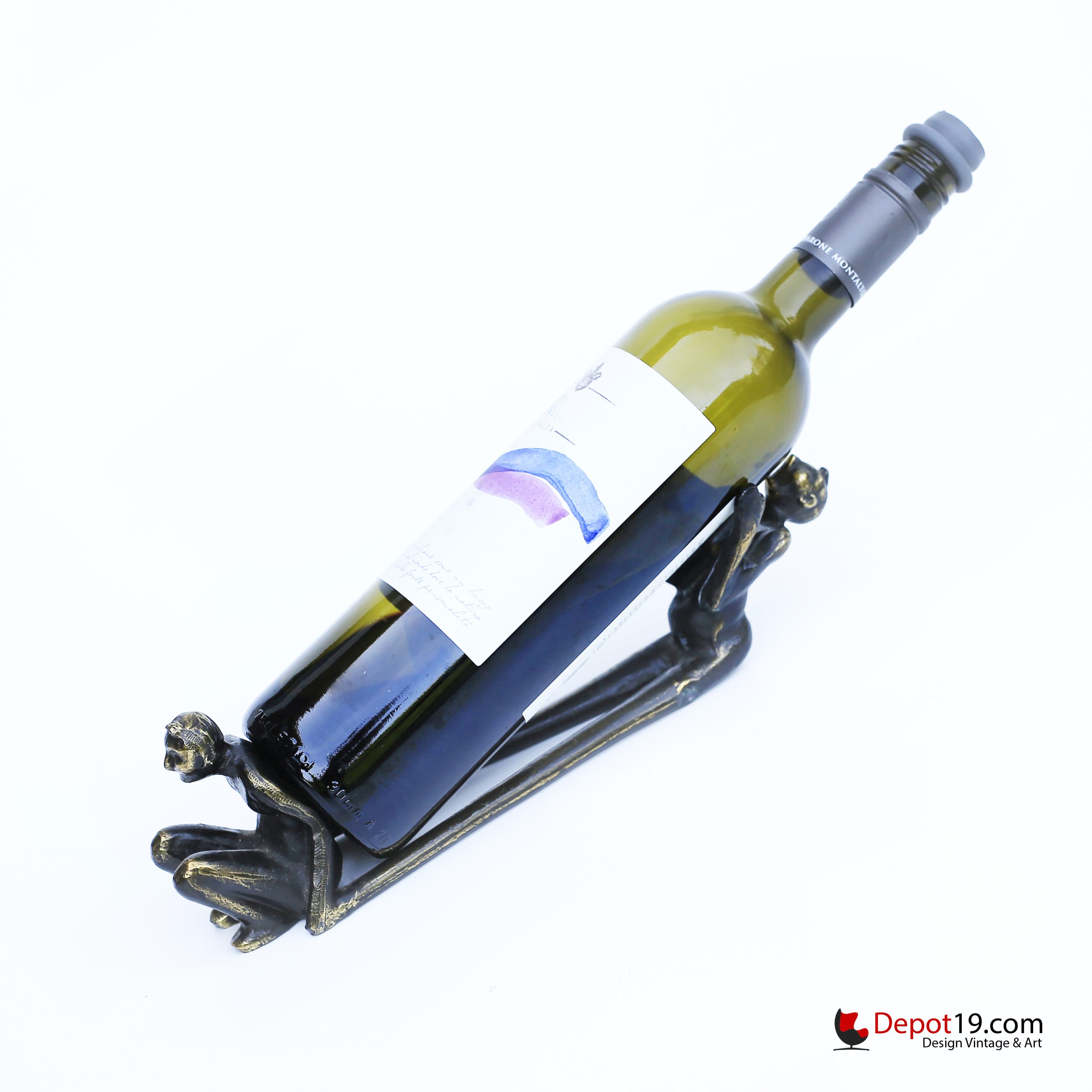 Bronzen sculptuur Corry Ammerlaan Artihove wijnflessenhouder 80s - Afbeelding 2