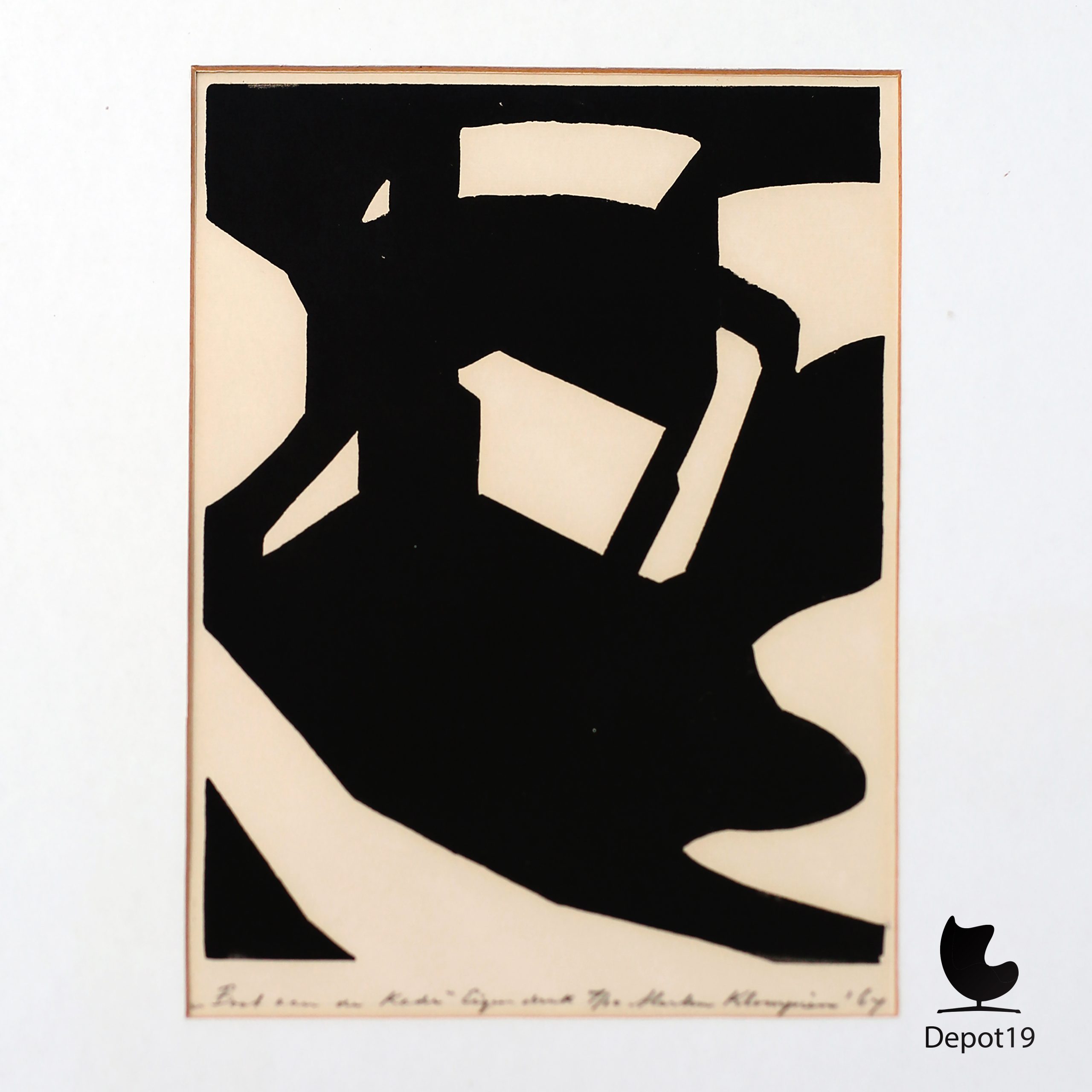 Marten Klompien Grafiek Boot aan de kade Druk 7/10 1967 - Afbeelding 2