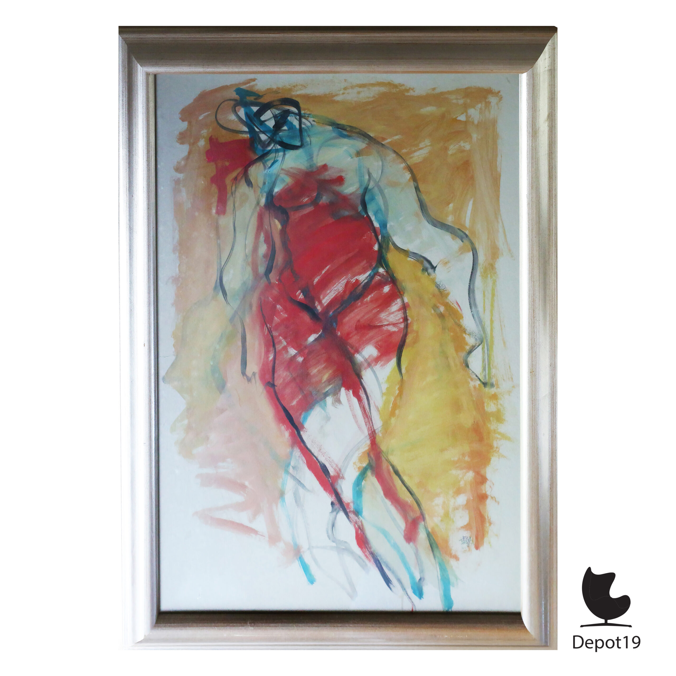 Arthur Bernard mixed media schilderij Model in nachtjapon 1998 2