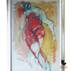 Arthur Bernard mixed media schilderij Model in nachtjapon 1998 3