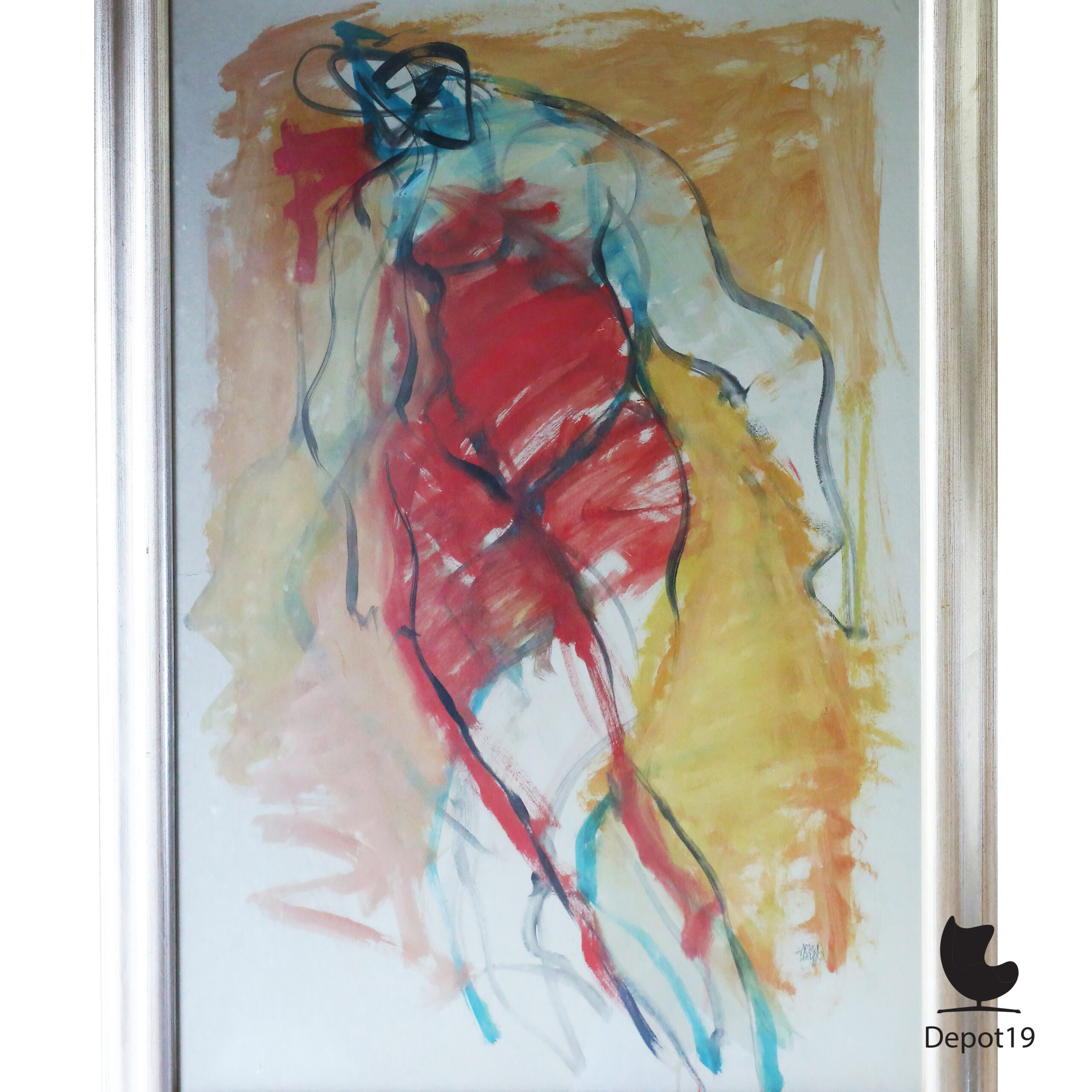 Arthur Bernard mixed media schilderij Model in nachtjapon 1998 3