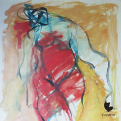 Alternative view of Arthur Bernard mixed media schilderij Model in nachtjapon 1998