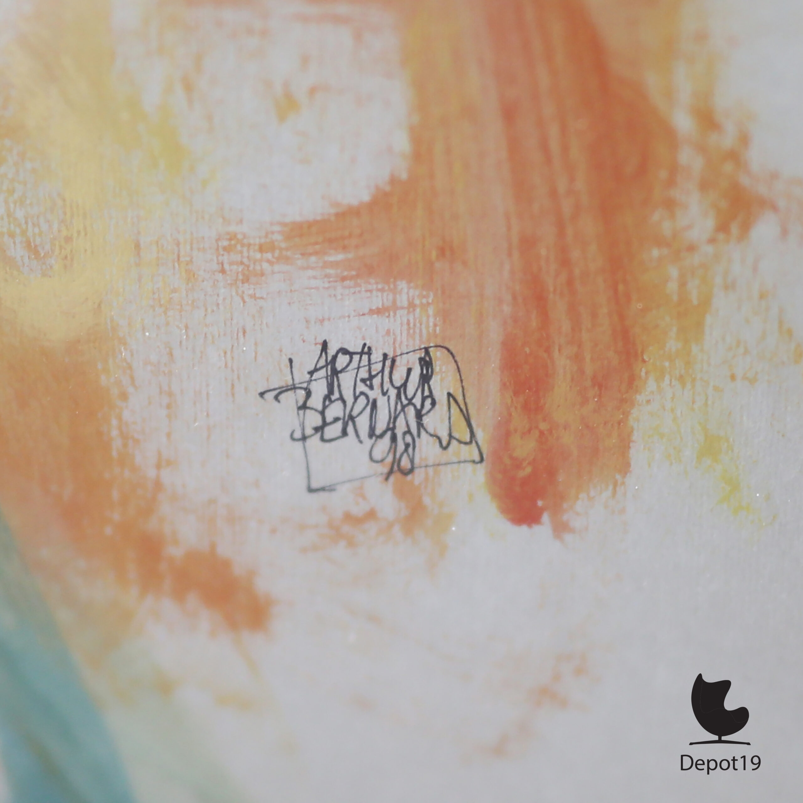 Arthur Bernard mixed media schilderij Model in nachtjapon 1998 - Afbeelding 3