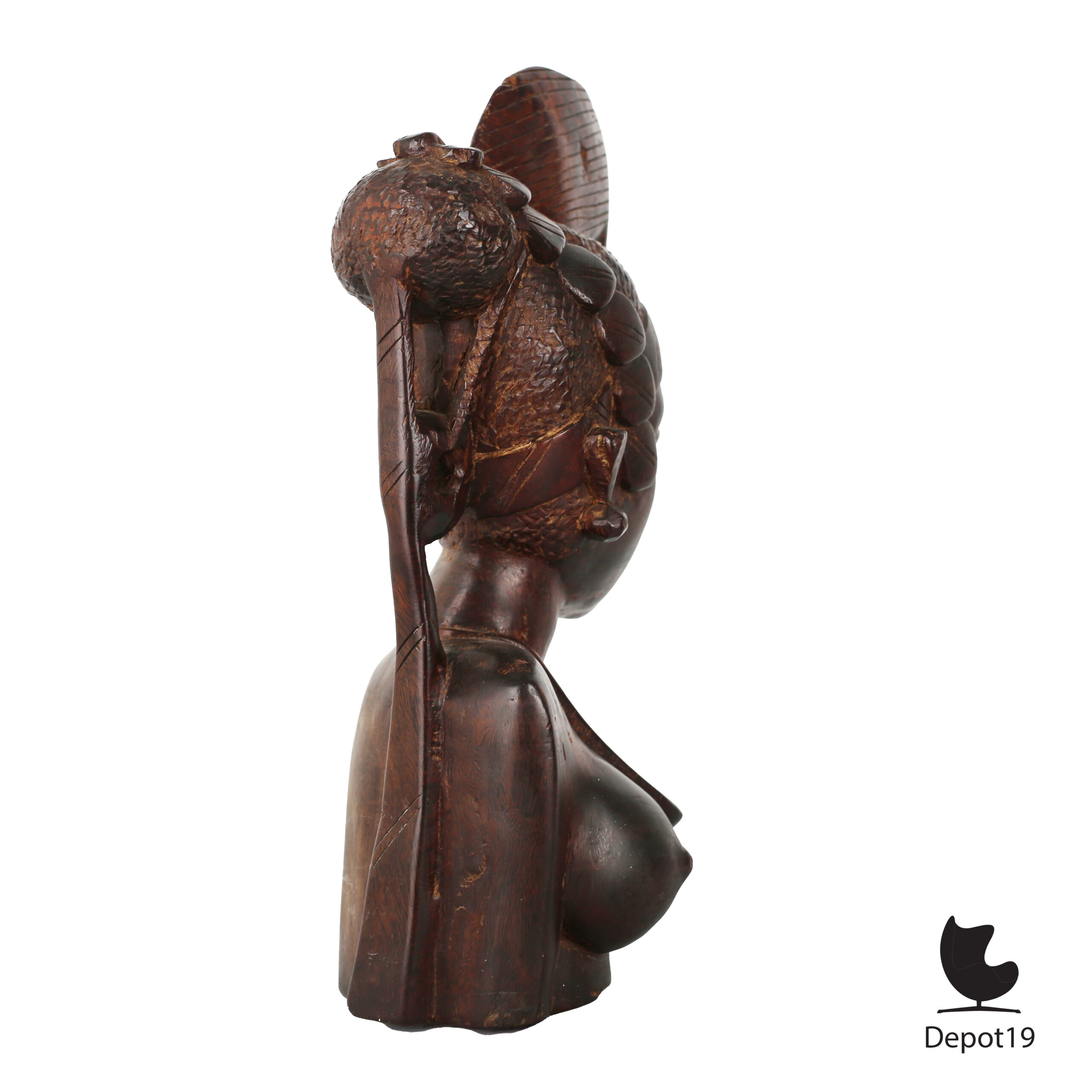 Fulani Vrouw Houten sculptuur gesneden uit ebbenhout 1950s 3