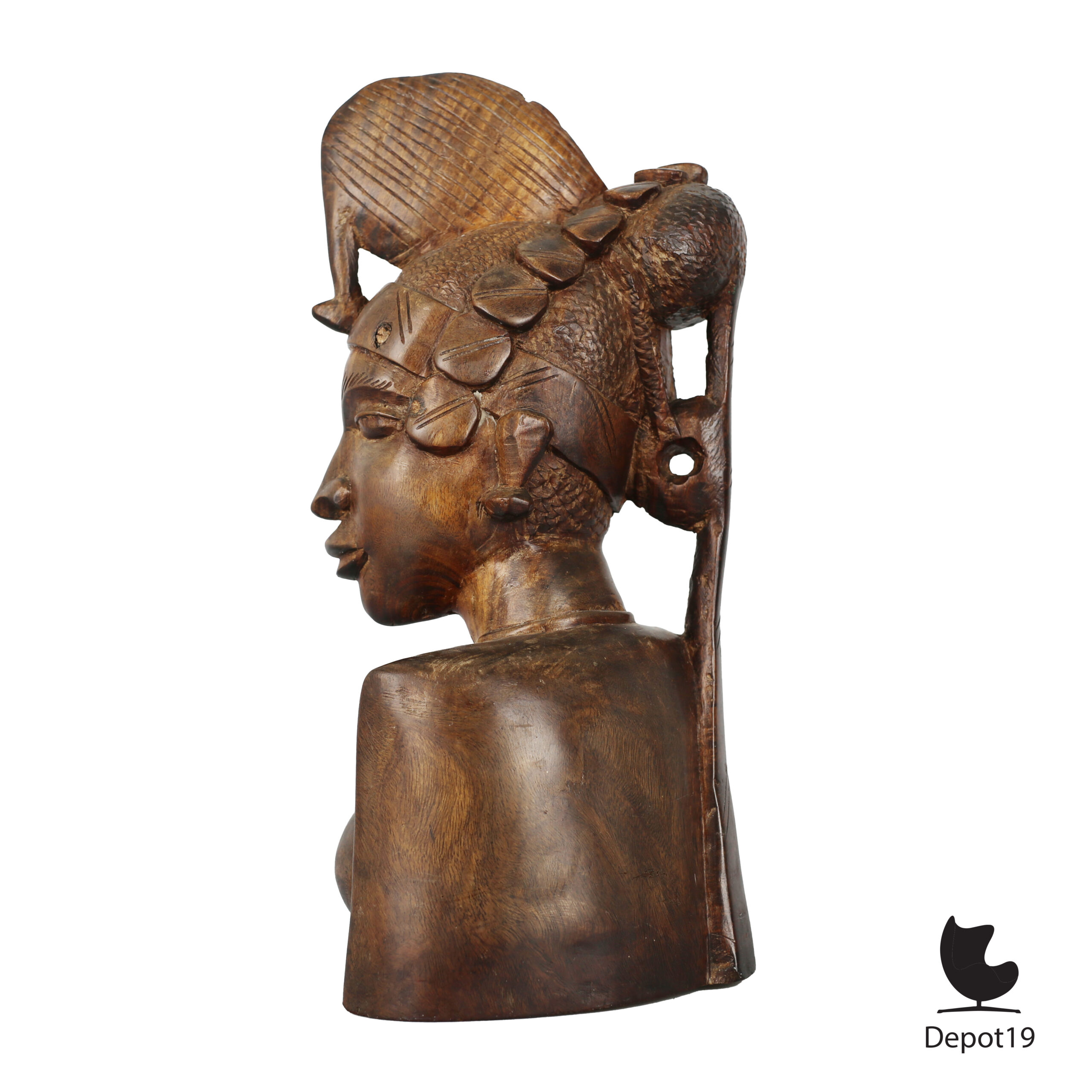 Fulani Vrouw Houten sculptuur gesneden uit ebbenhout 1950s 4