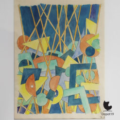 Henk Zweerus Abstracte compositie gouache schilderij 1991 2