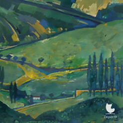 Henk Zweerus Provence Cipressen gouache schilderij 1973 5