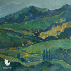 Henk Zweerus Provence Cipressen gouache schilderij 1973 3