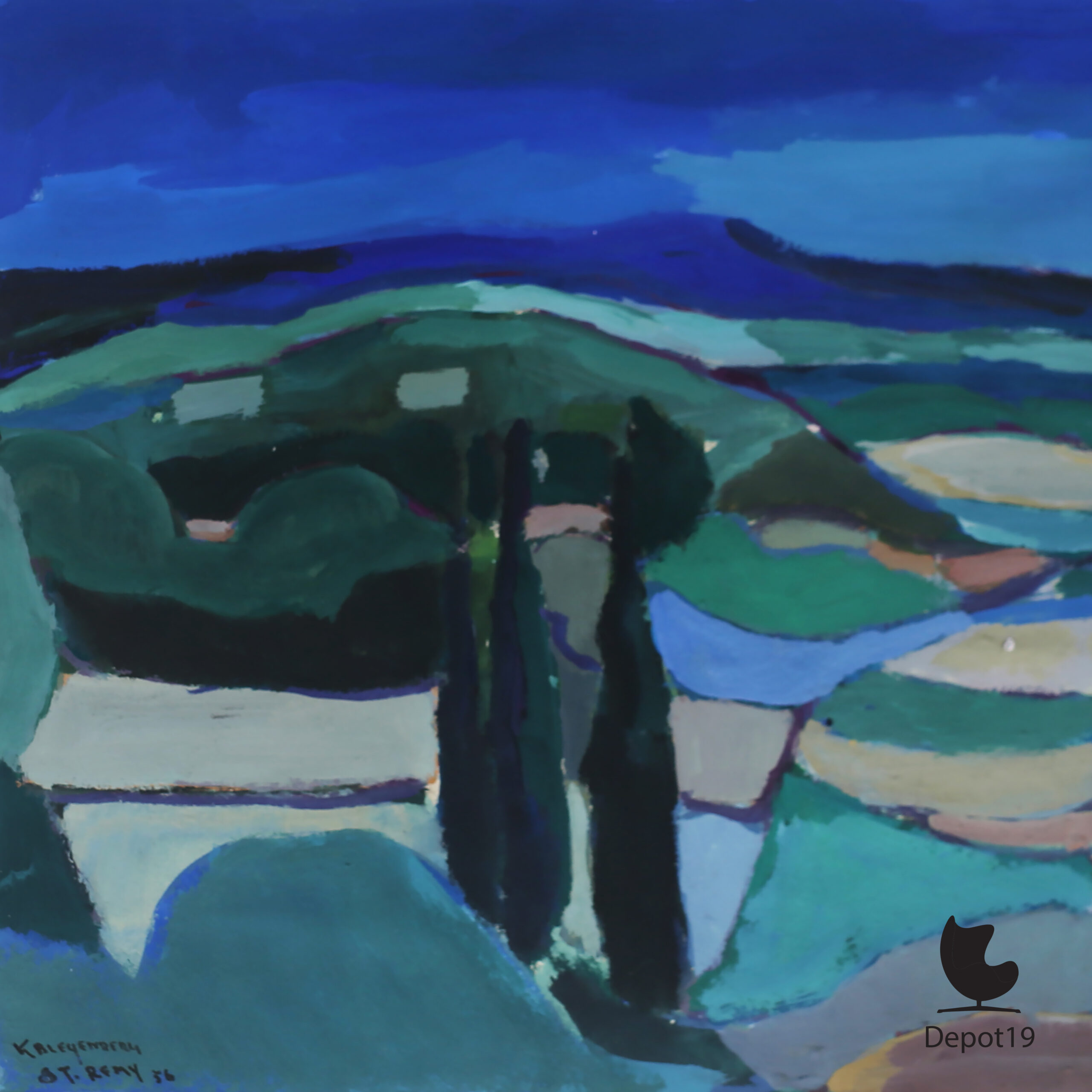 Karel Bleijenberg Landschap bij St Rémy de Provence gouache op papier 1956 4