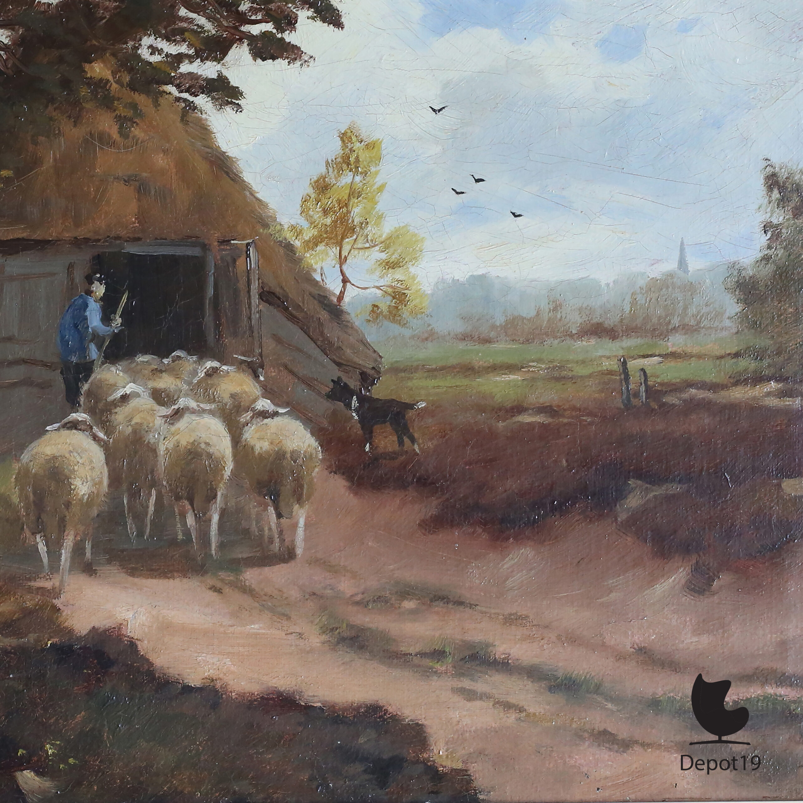 Martinus Nefkens schilderij olieverf Terug naar de kooi ca 1900 5