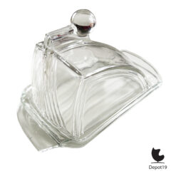 Andries Copier Art Deco kaasstolp met schaal – Leerdam – persglas ca 1930 3