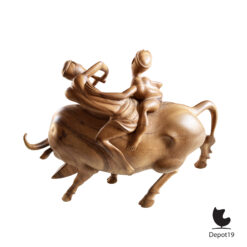 Balinese houten sculptuur waterbuffel berijders 2