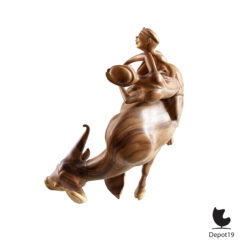 Balinese houten sculptuur waterbuffel berijders 7