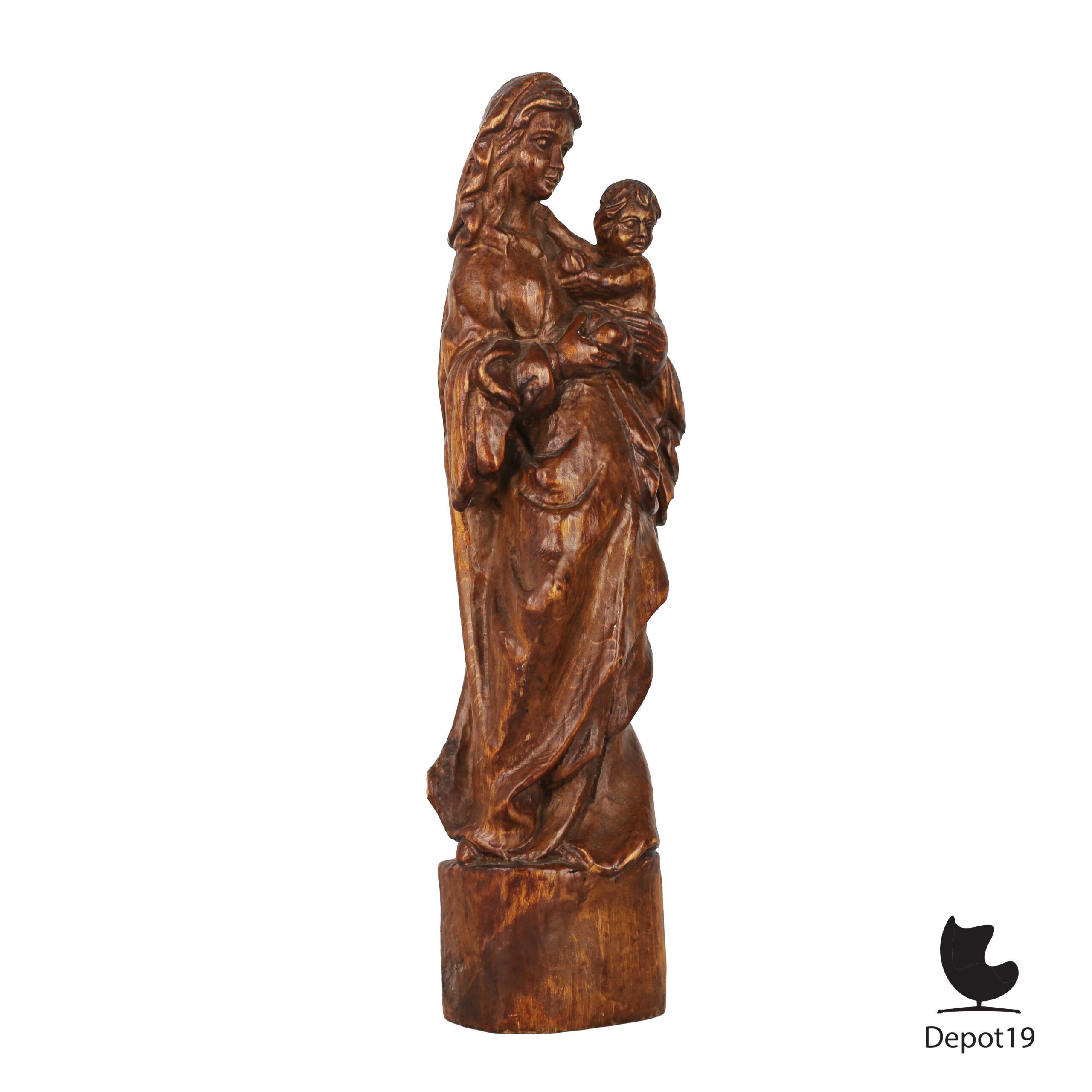 Val Gardena sculptuur Maria en Kind handgesneden 40 cm 2