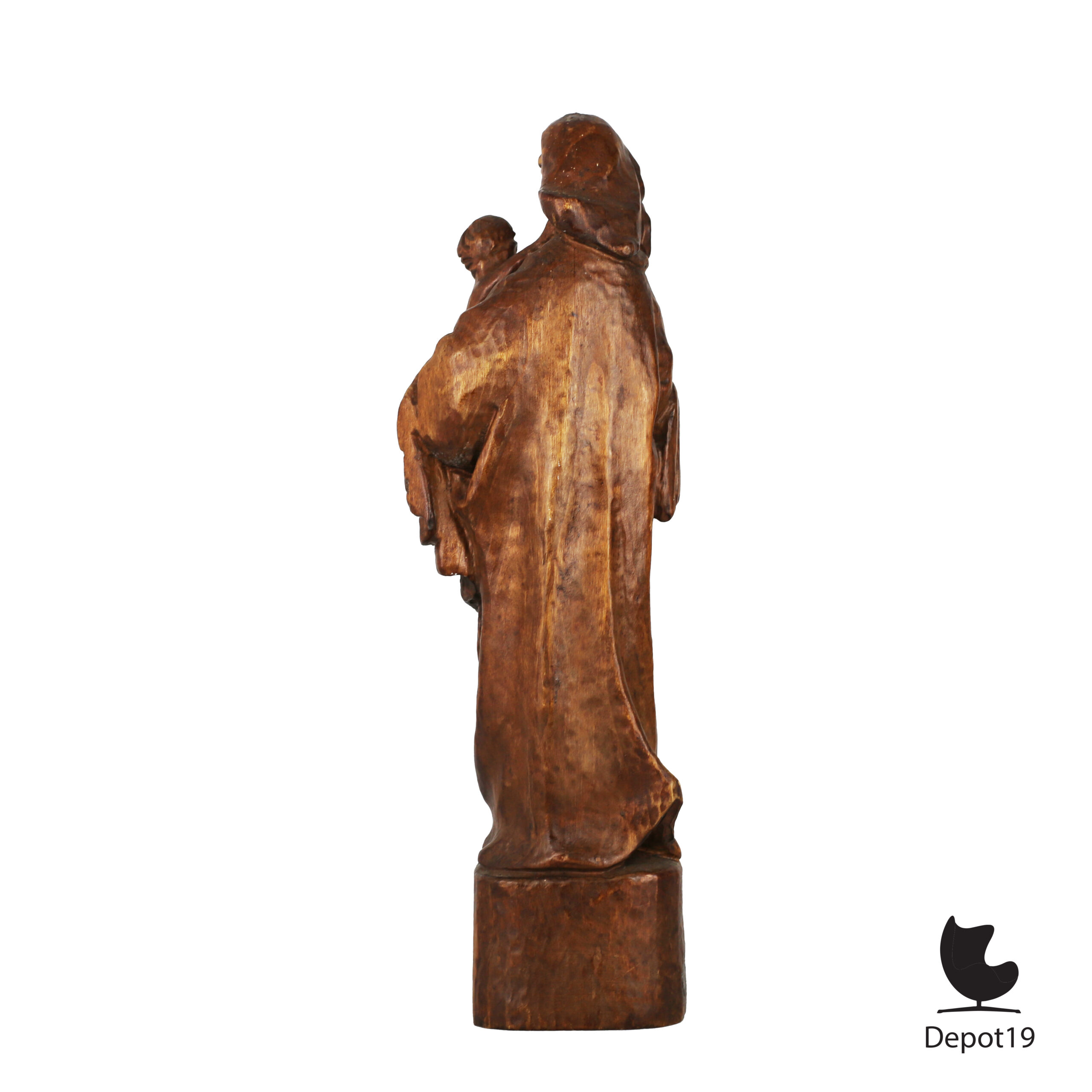Val Gardena sculptuur Maria en Kind handgesneden 40 cm 4