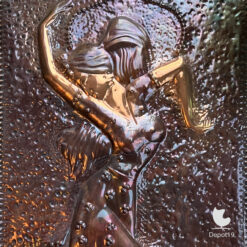 Vintage koper reliëf dansende vrouw – repoussé wanddecoratie uit Chernivtsi Sovjetperiode 3