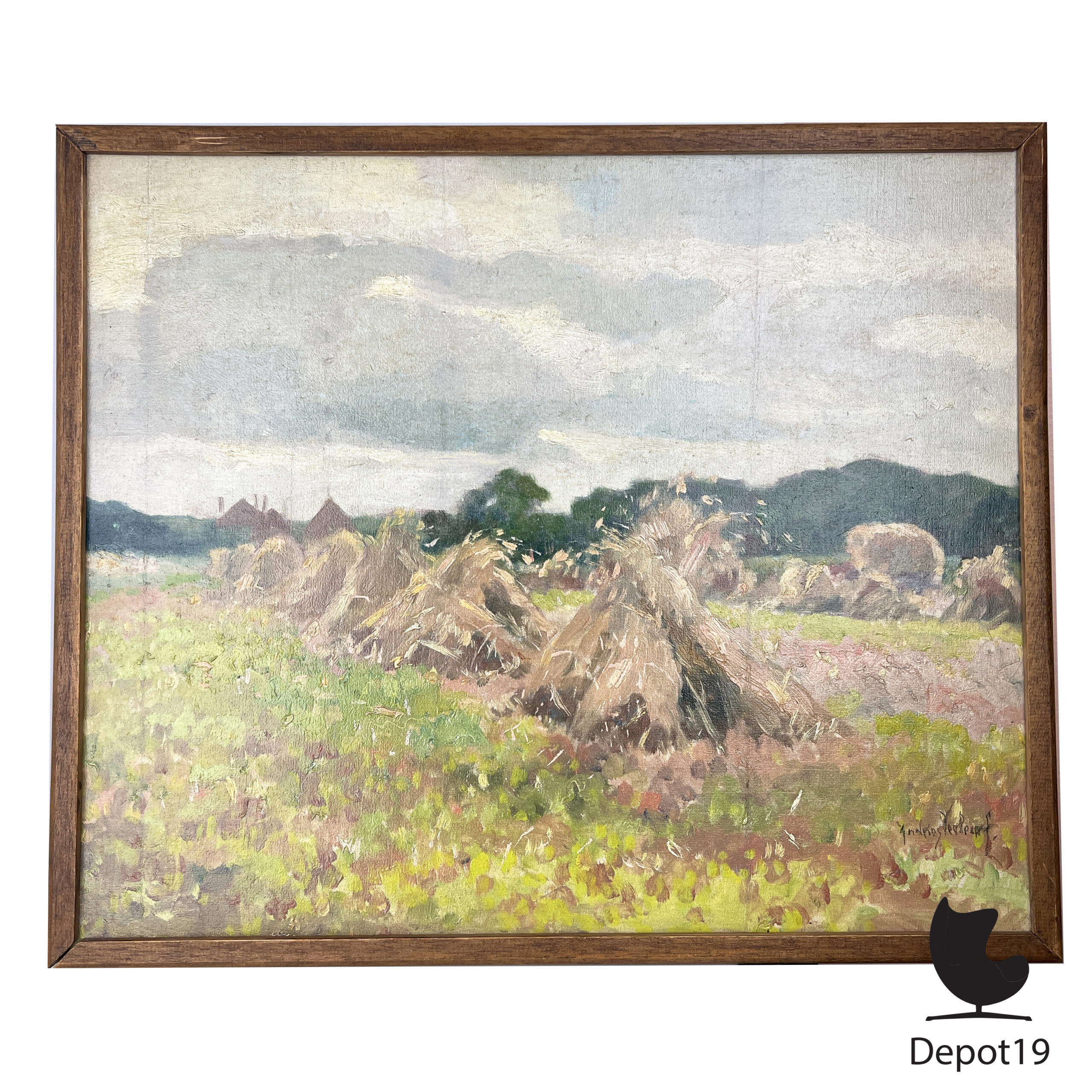 Andries Verleur korenschoven olieverfschilderij